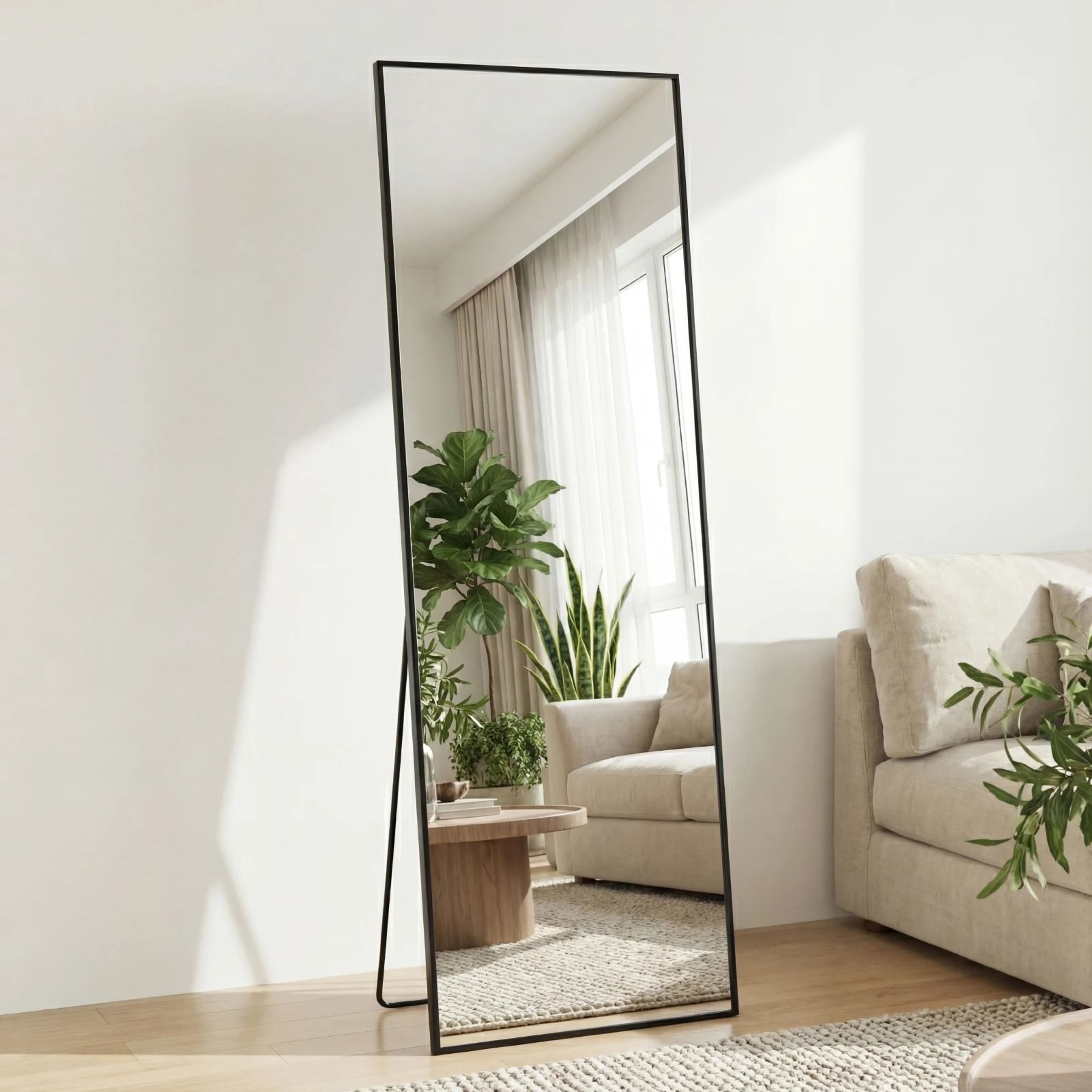 JHK 68x26 Inch Arched Full Length Mirror With Stand  Aluminum Frame 5