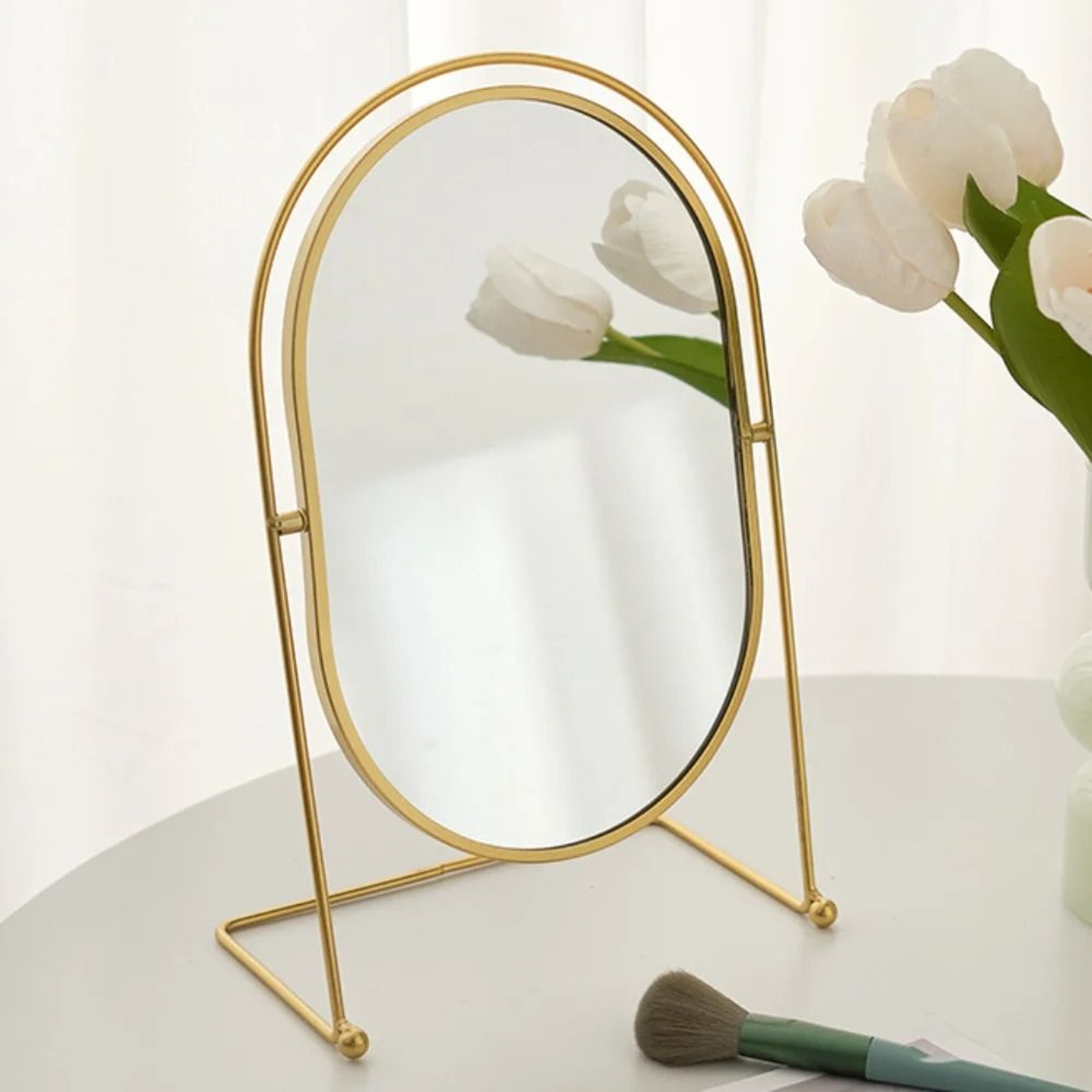 Iron Art Nordic Oval Desktop Vanity Mirror With 360 Swivel Rotation 4