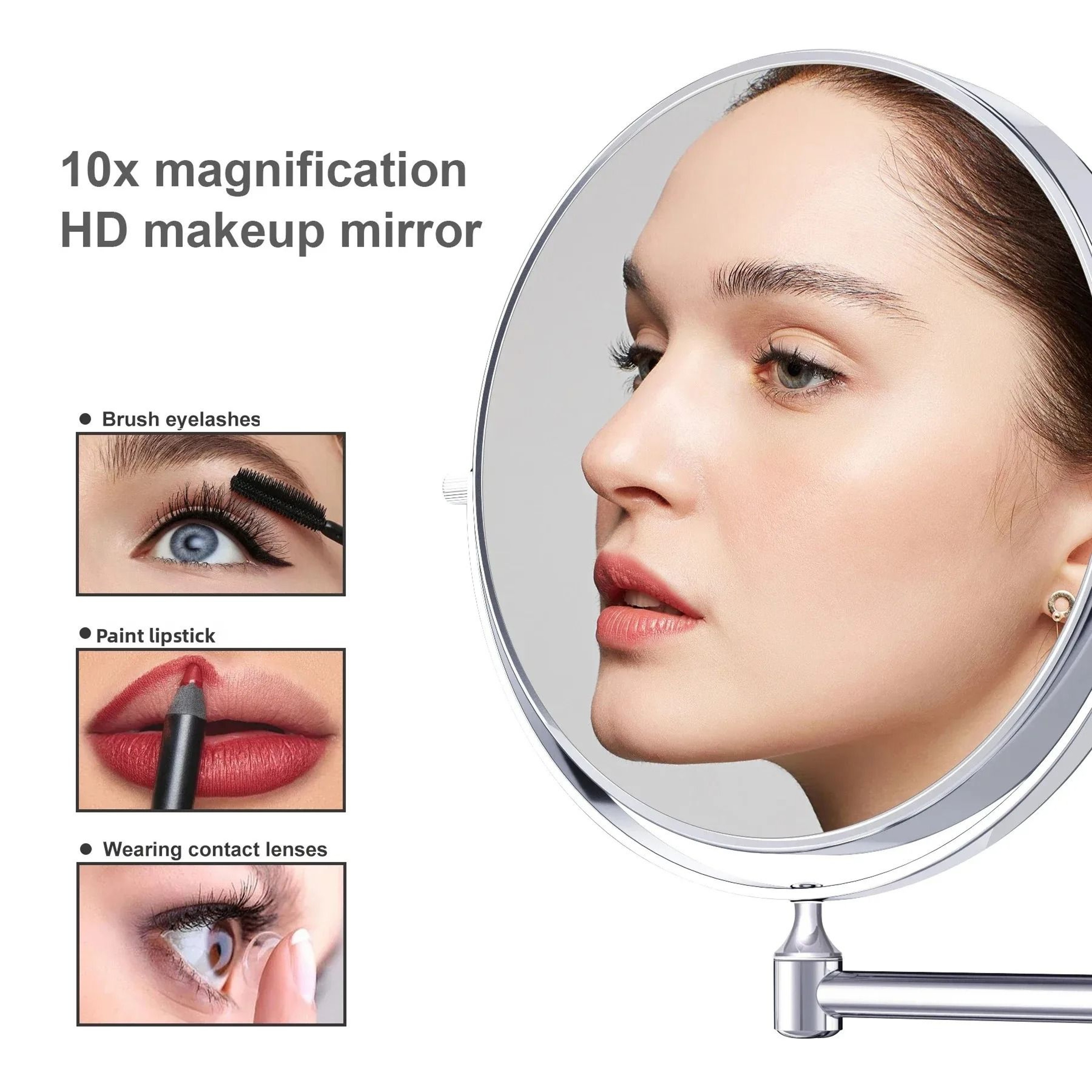 Tushengtu 8Inch Wall Mounted 360 Swivel Bathroom Mirror With 10X Magnification 5