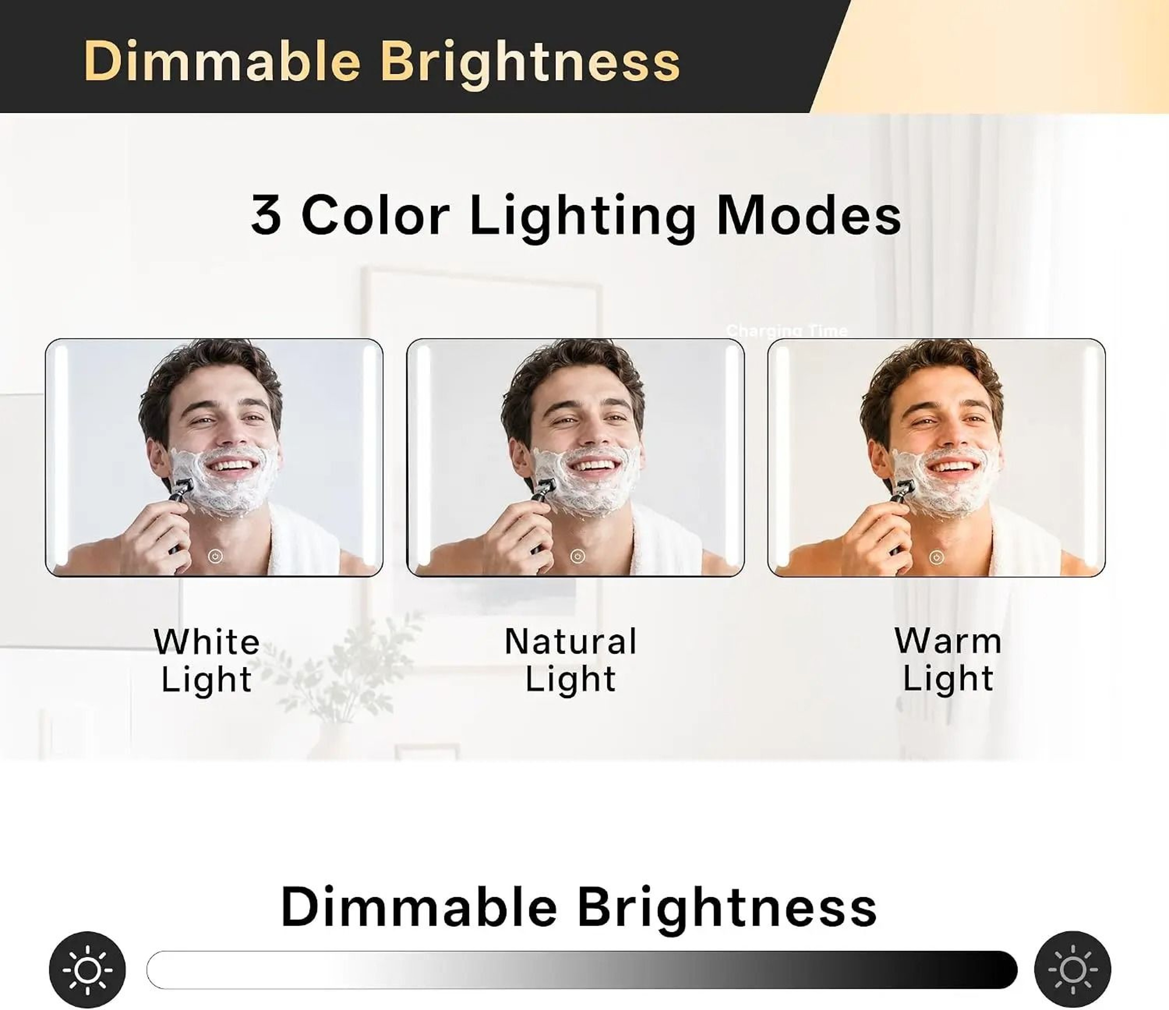 Folding 3Way Rechargeable LED Haircut Mirror With BuiltIn Shelf  Telescoping Door Hooks 3