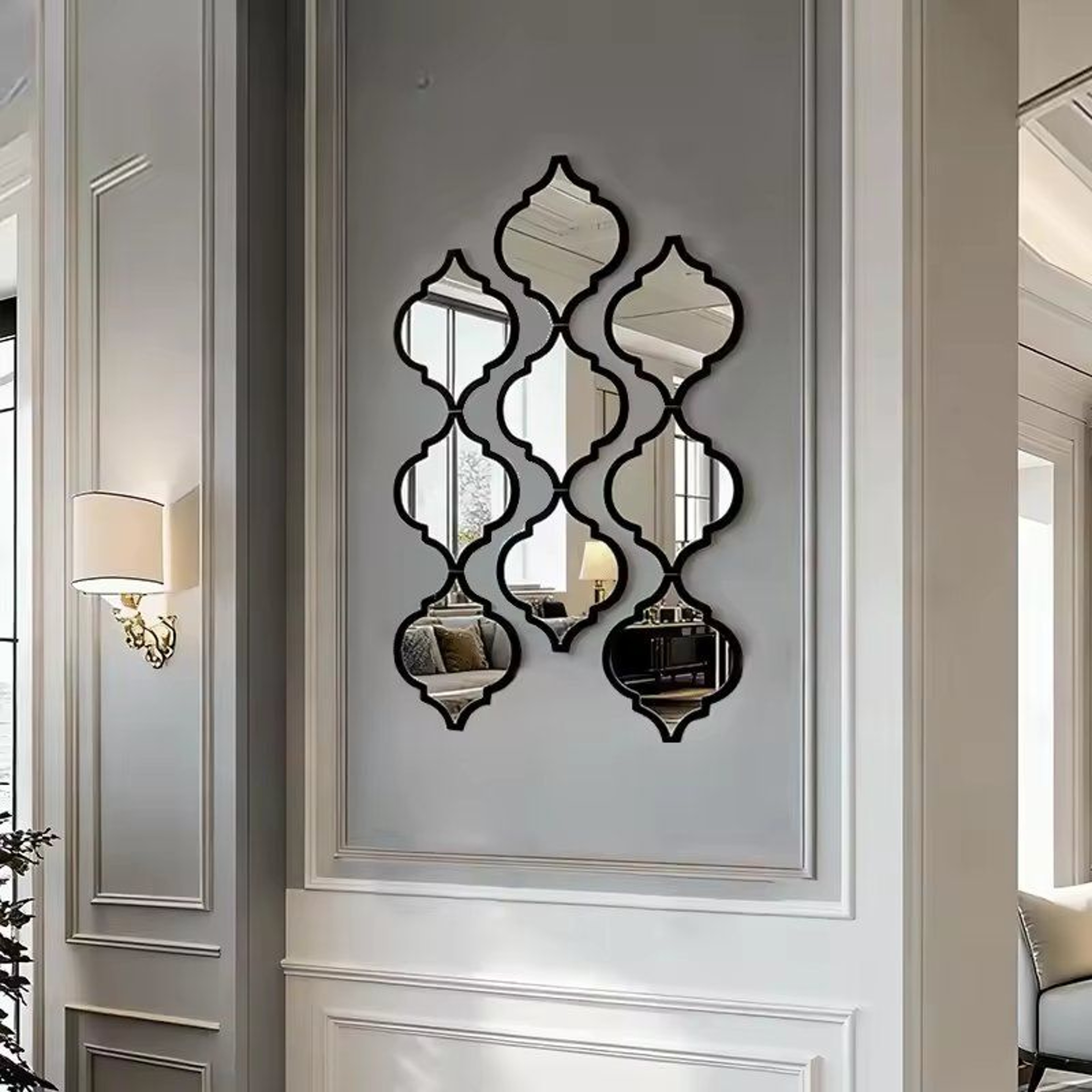 12Piece Large Moroccan Wall Mirror Set With Decorative Frames For Living Room  Bathroom 0