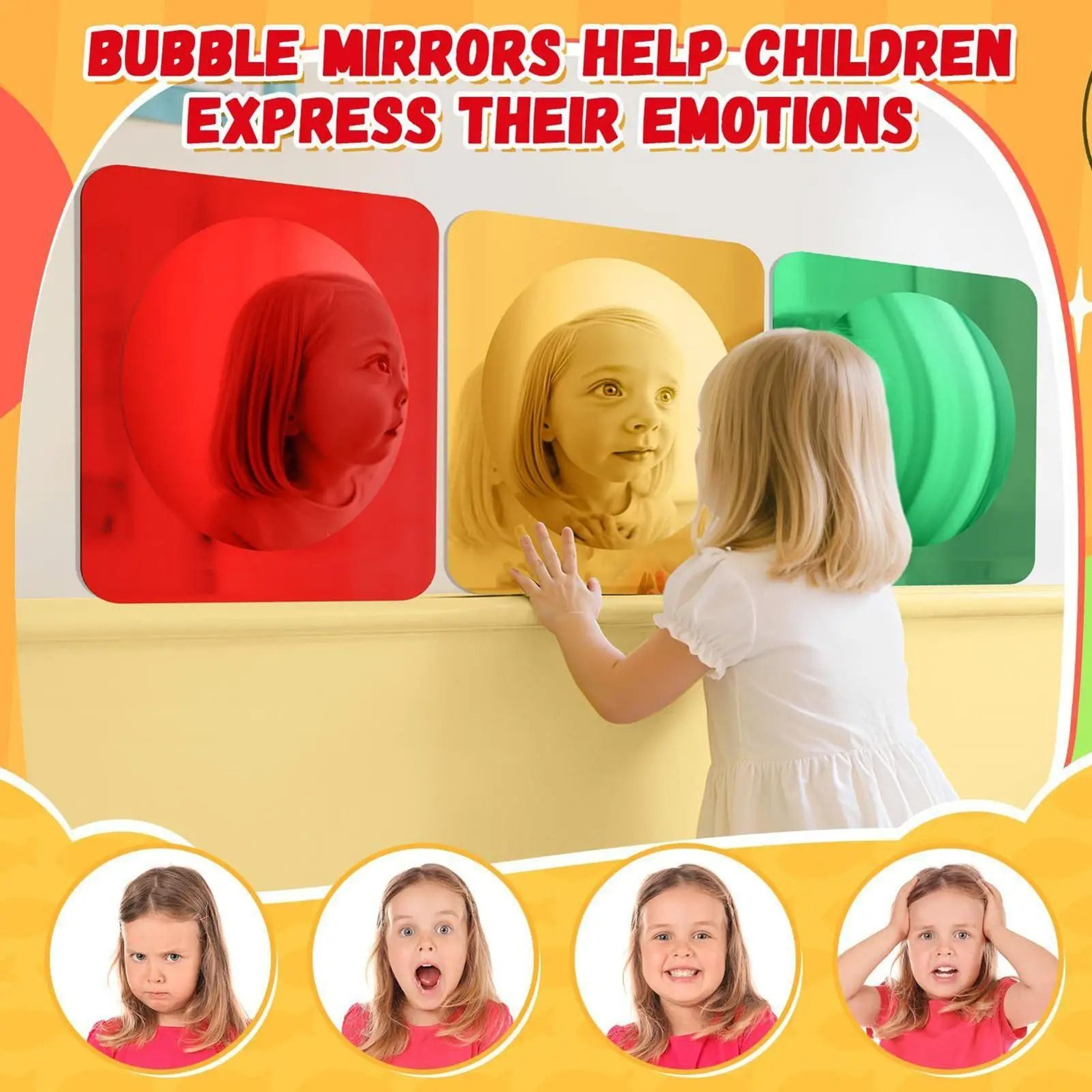 Bubble Sensory 3Piece Acrylic Interactive Wall Mirror Set For Toddler Tactile  Feelings Exploration 3