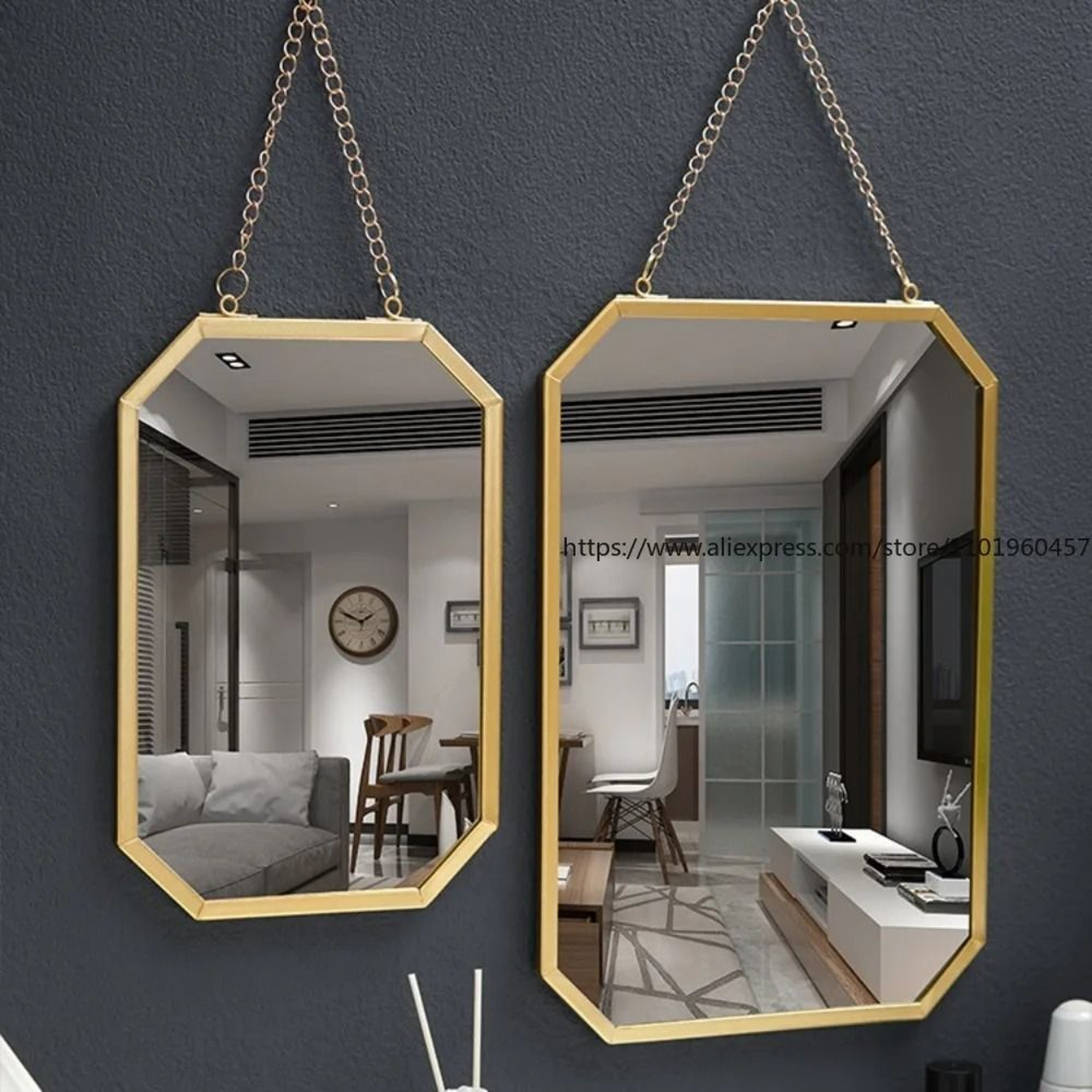 Nordic Wrought Iron Square WallMounted Vanity Mirror For Bathroom 2