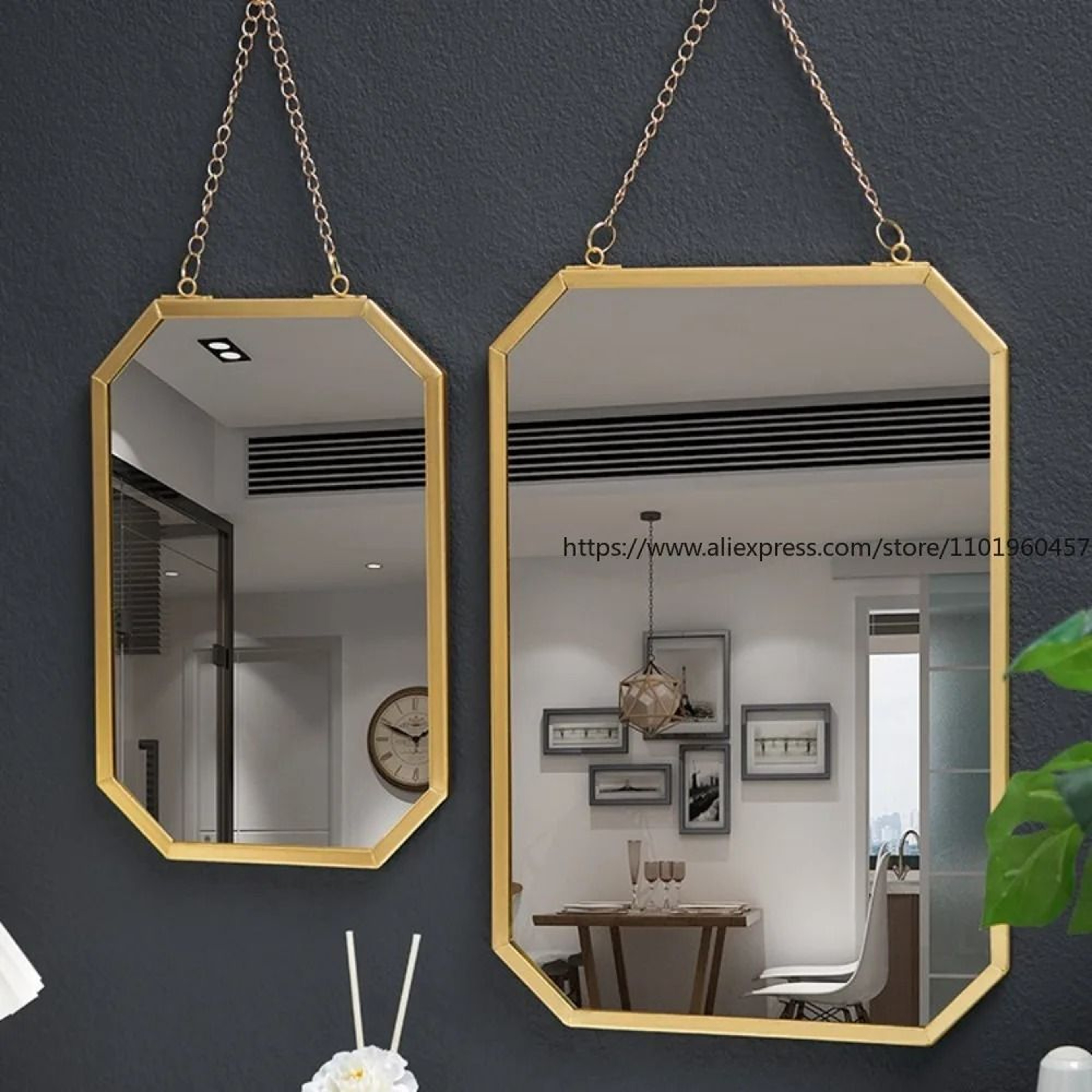 Nordic Wrought Iron Square WallMounted Vanity Mirror For Bathroom 1