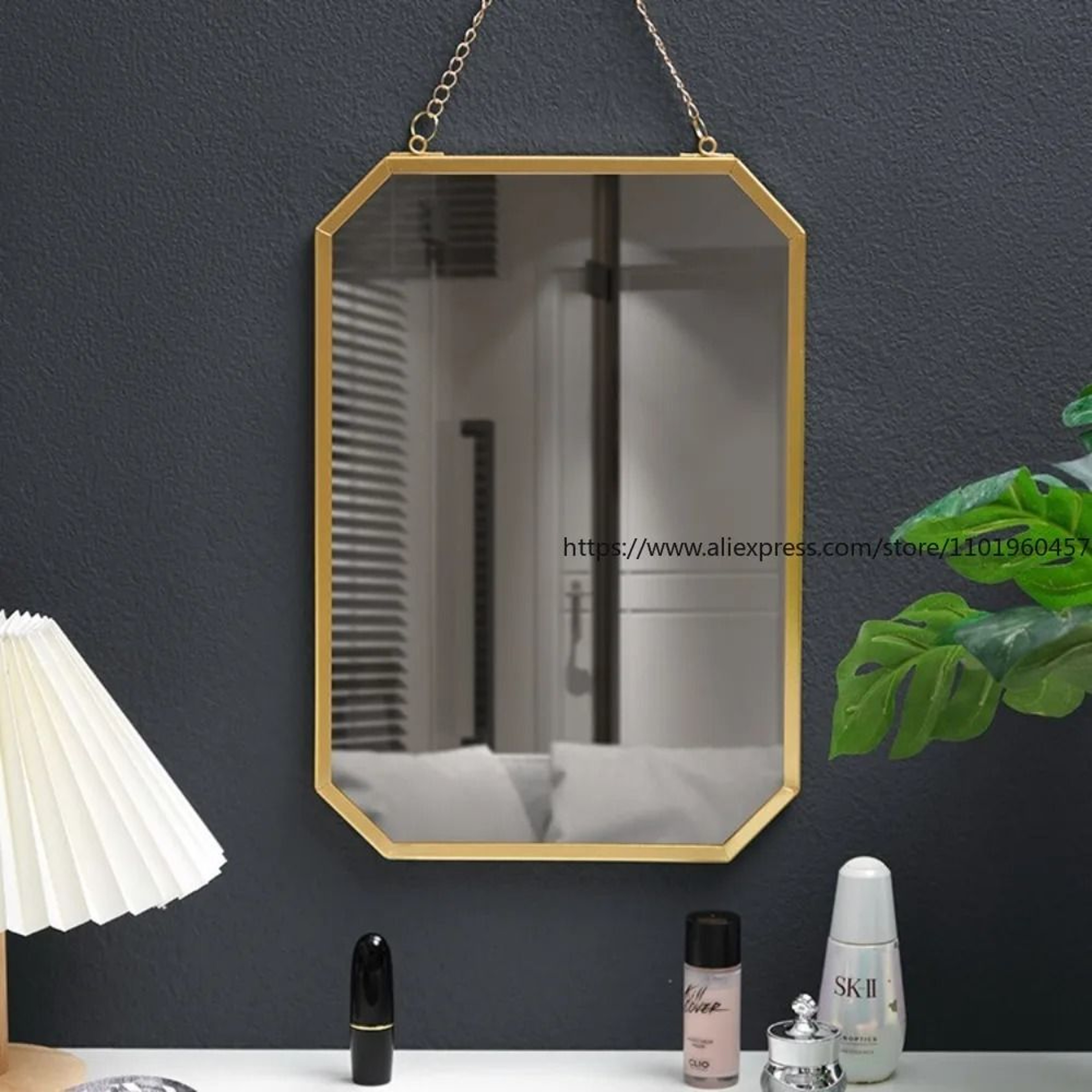 Nordic Wrought Iron Square WallMounted Vanity Mirror For Bathroom 0