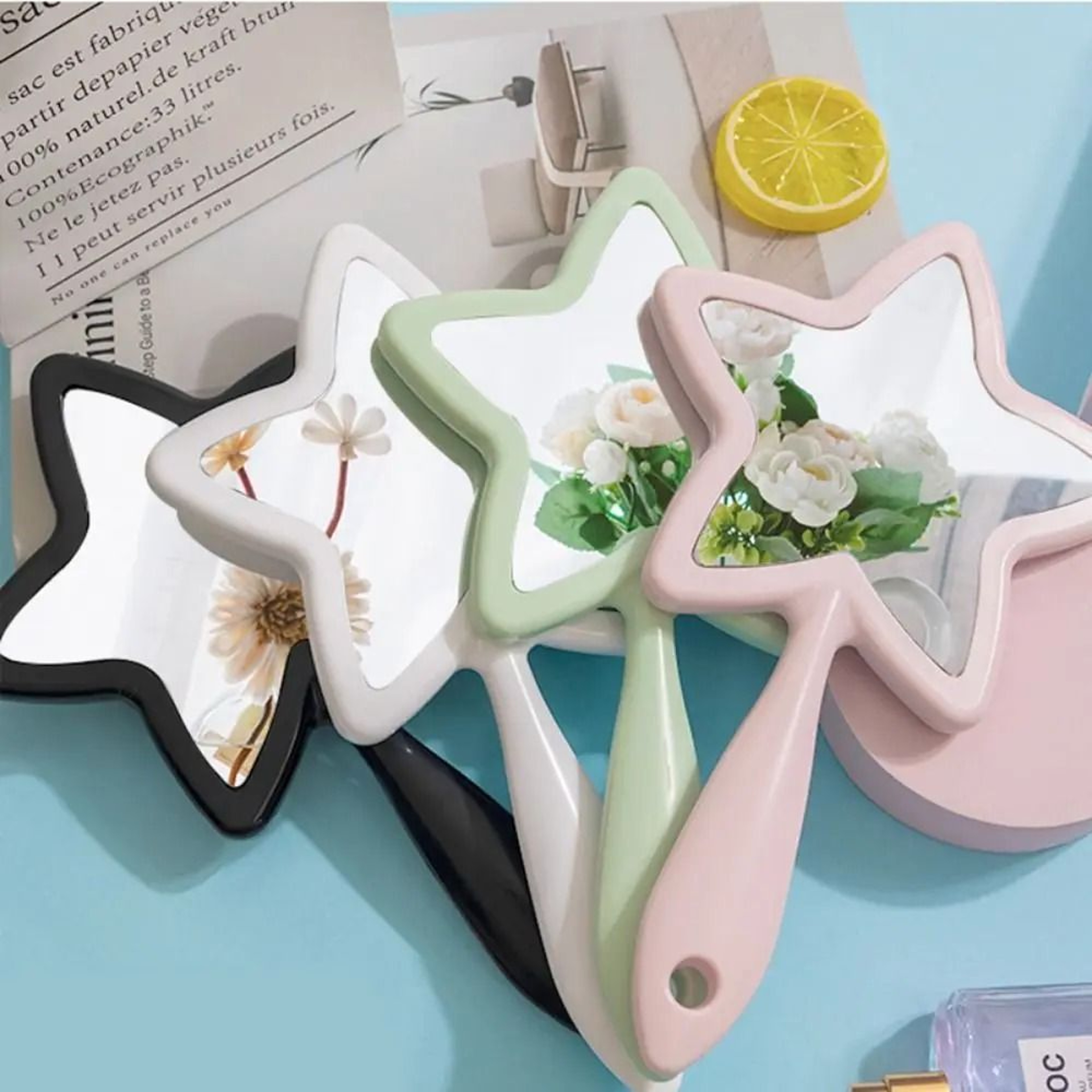 Creative Pentagram Handheld Makeup Mirror With Hanging Hole 1