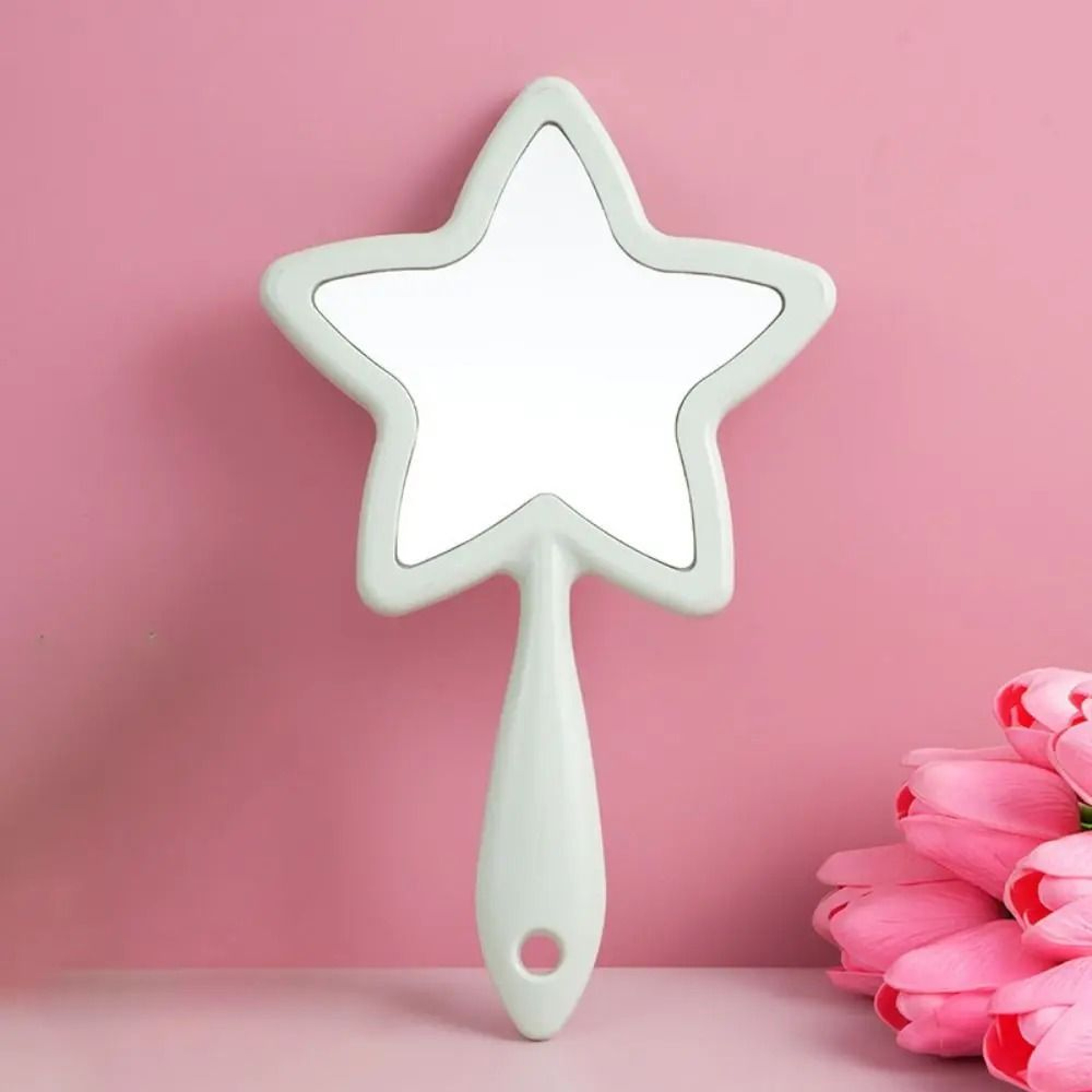 Creative Pentagram Handheld Makeup Mirror With Hanging Hole 2