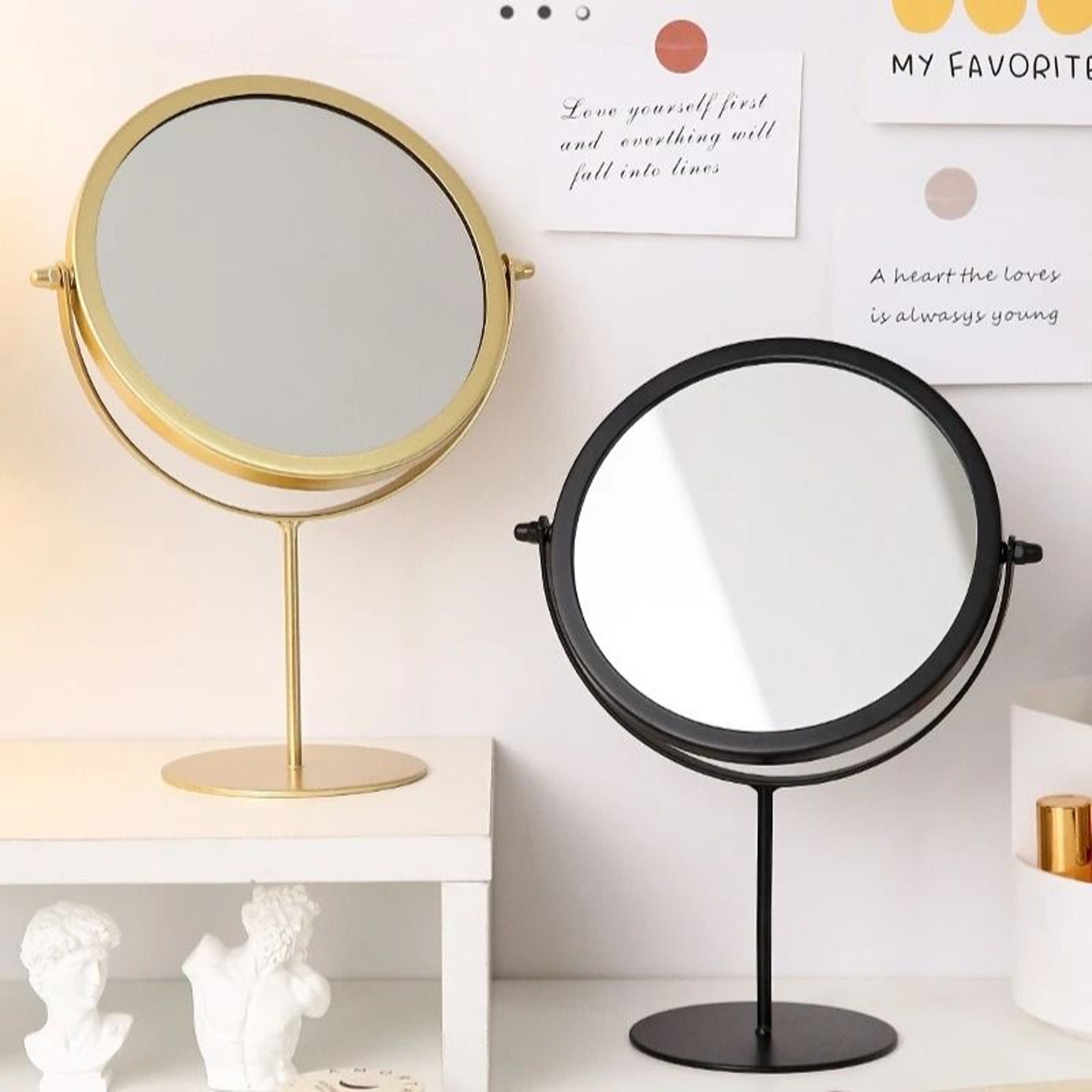 Minimalist Wrought Iron Rotatable Desktop Vanity Mirror 4