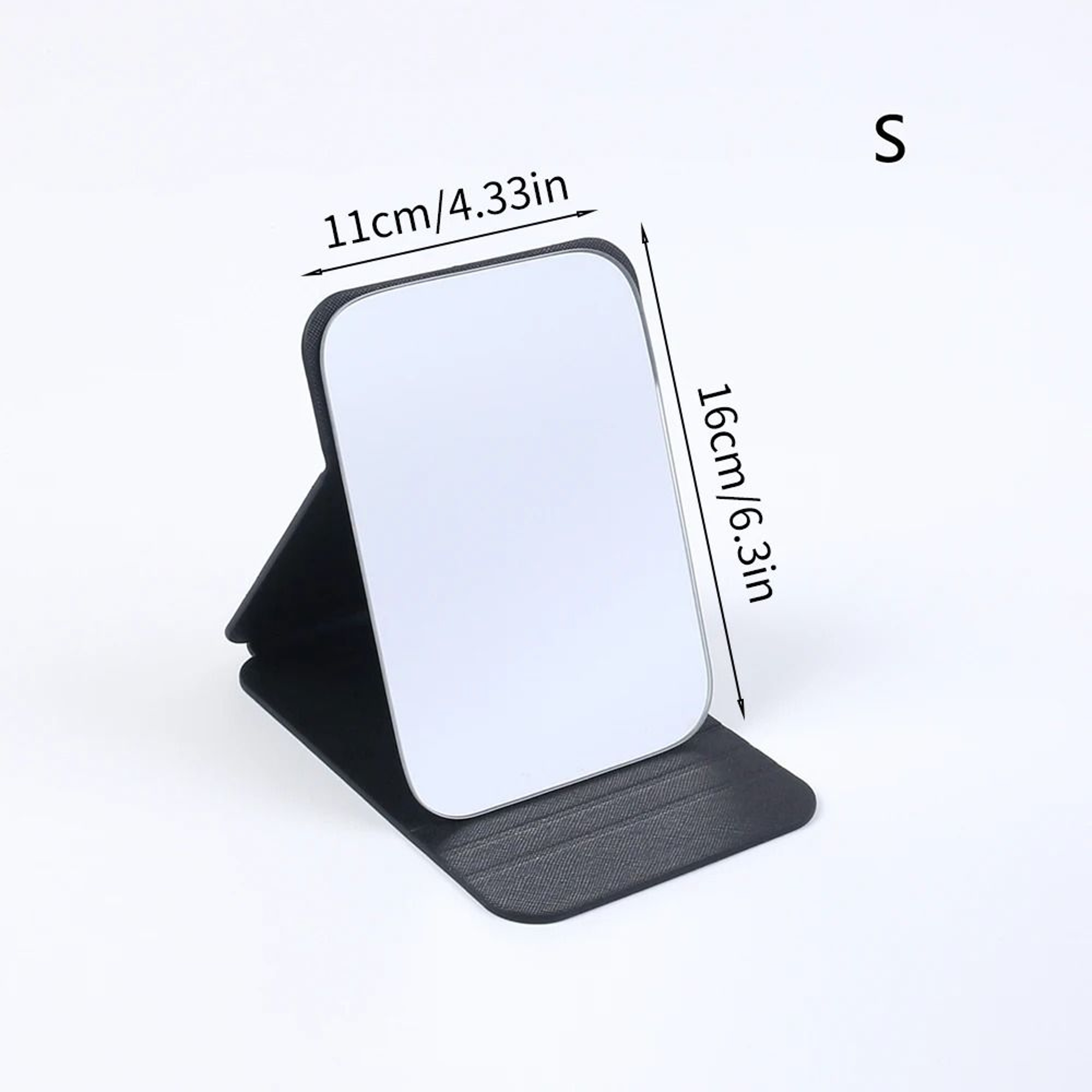 Desktop Foldable PU Leather Makeup Mirror With Tulip Pattern 7