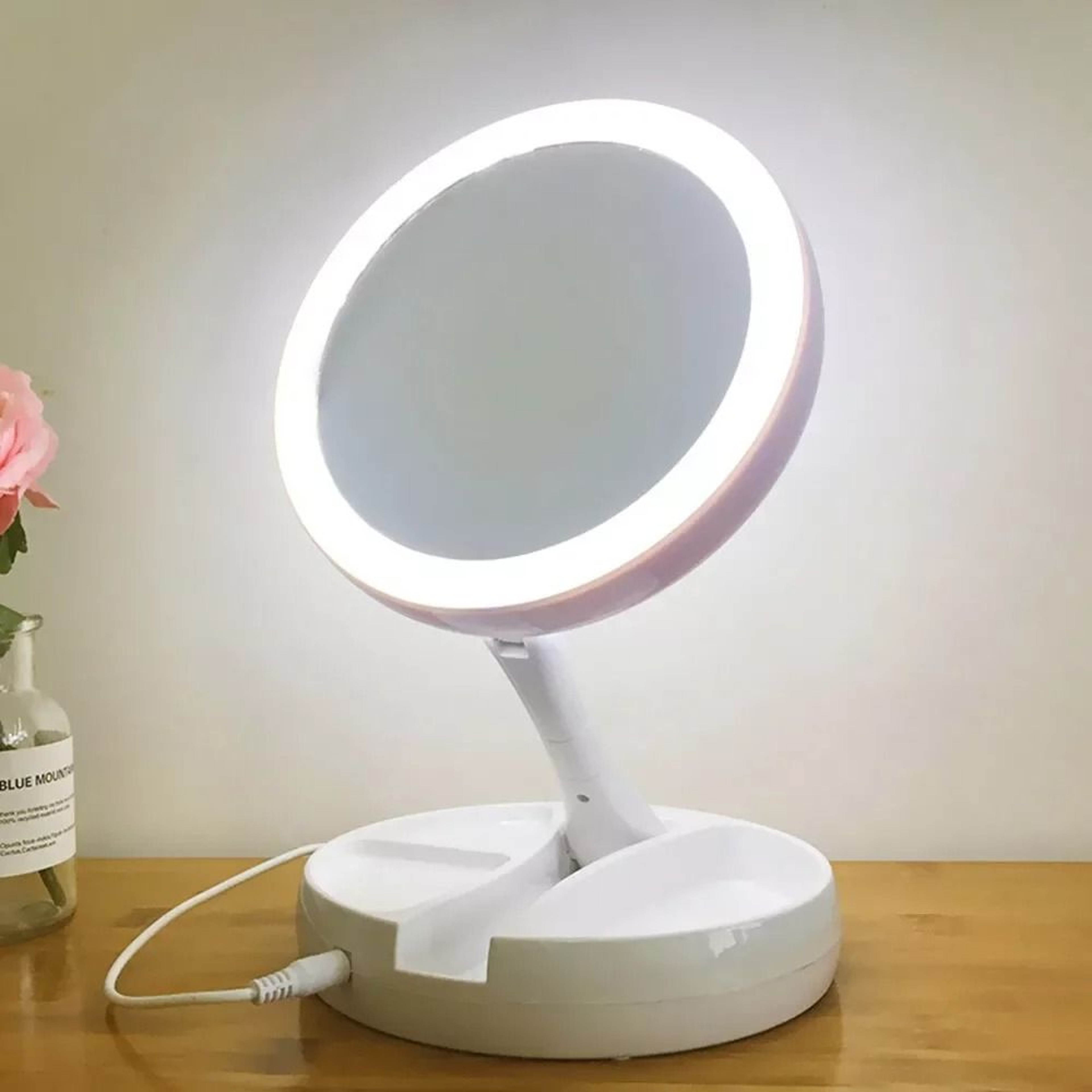 DualPower DoubleSided LED Makeup Mirror With 10X Magnification 0