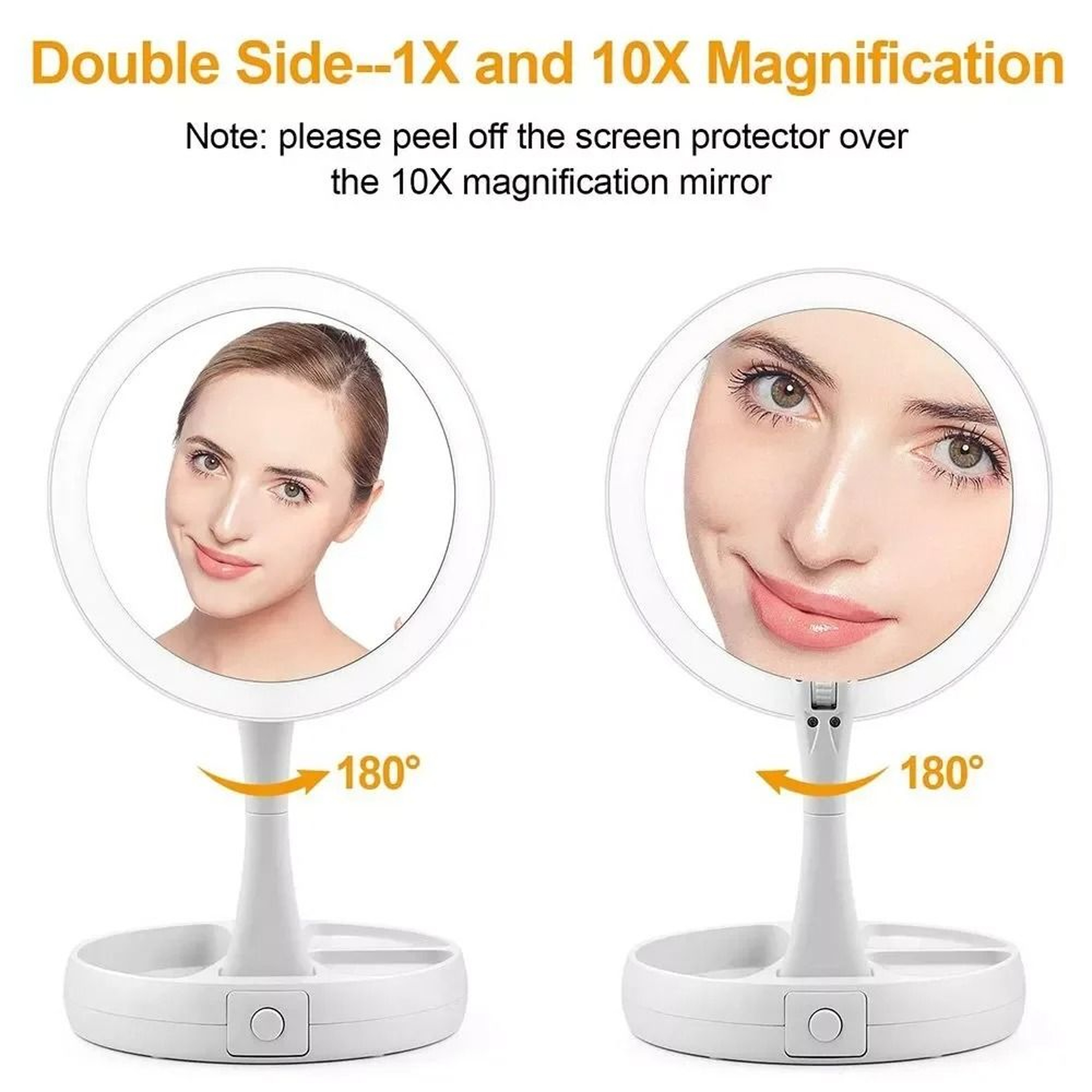 DualPower DoubleSided LED Makeup Mirror With 10X Magnification 2
