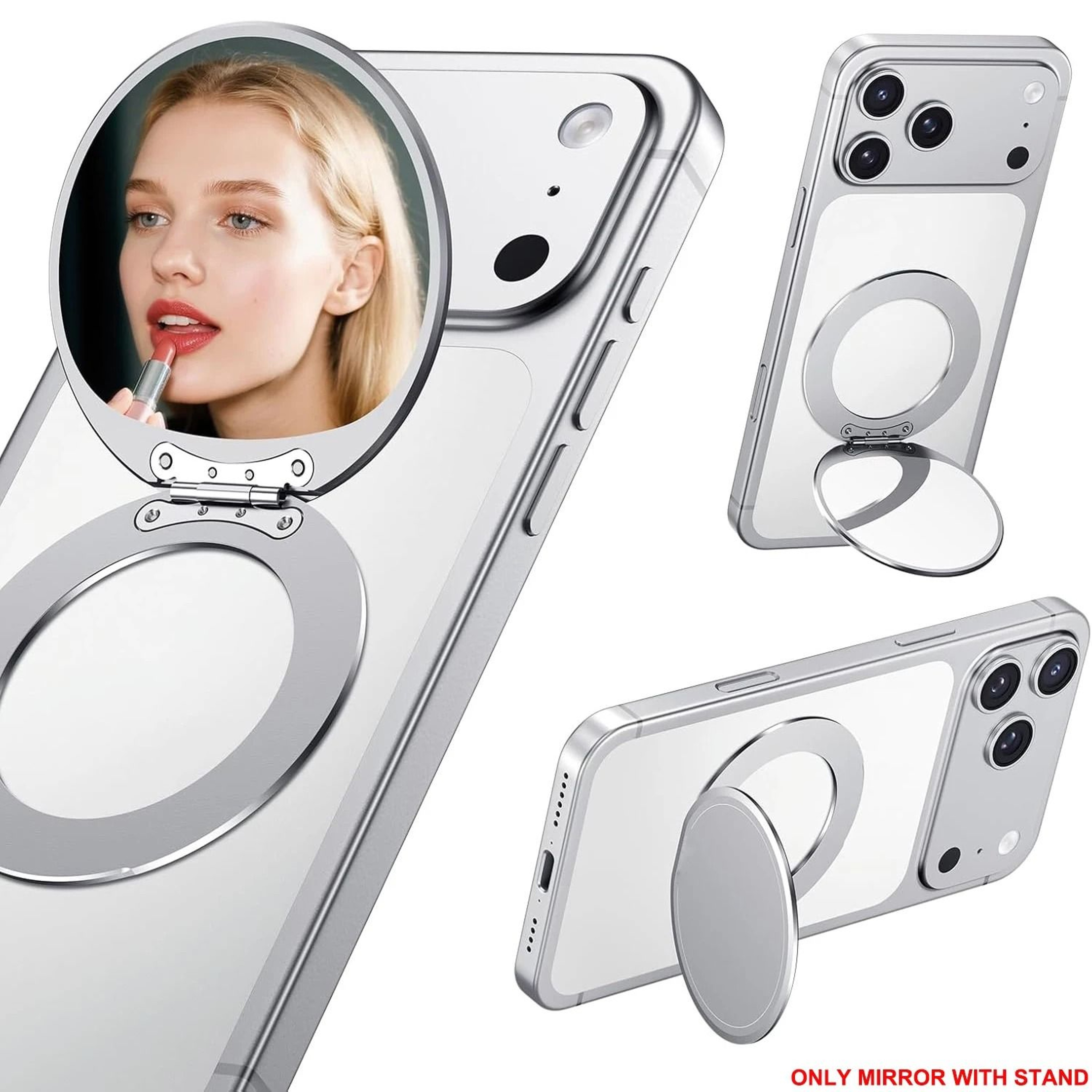 Magnetic Selfie  Makeup Phone Mirror With Adjustable Metal Kickstand 6