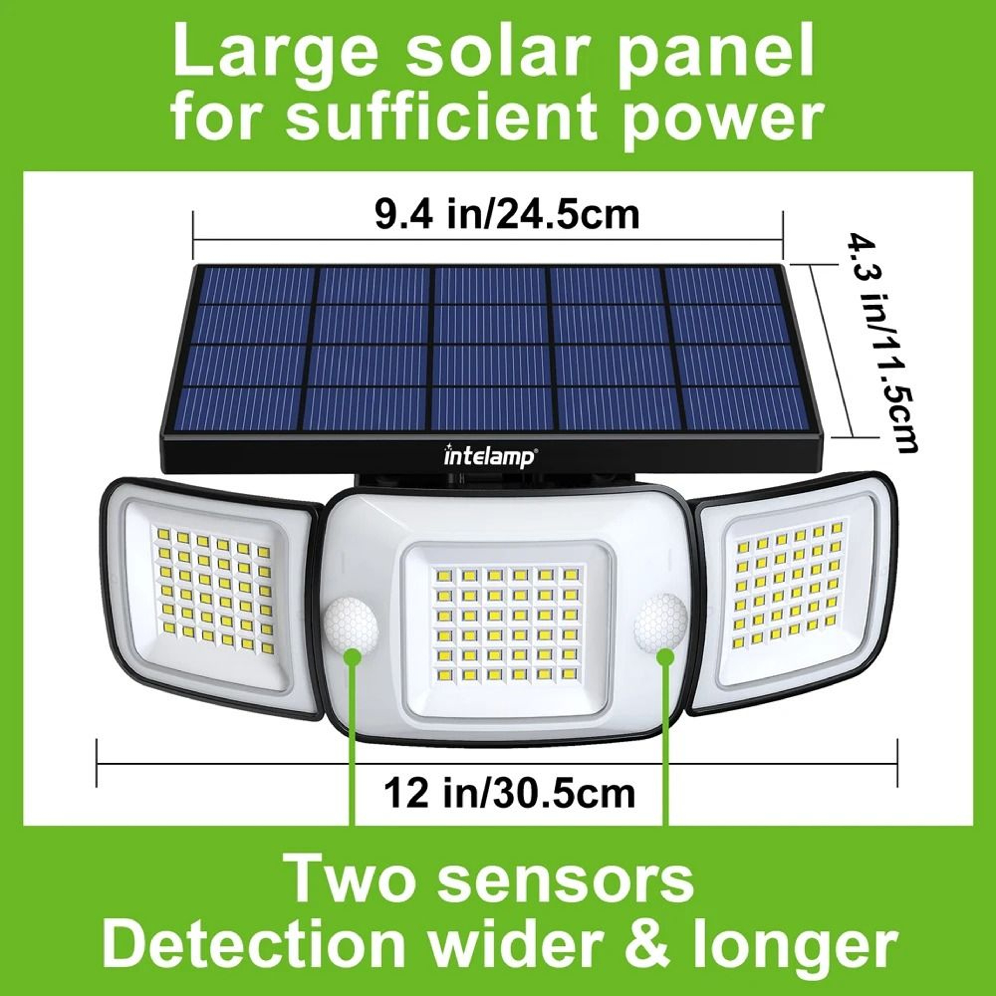 DualMotion Sensor Outdoor Solar Flood Light With 6000mAh Battery  Large Solar Panel 2