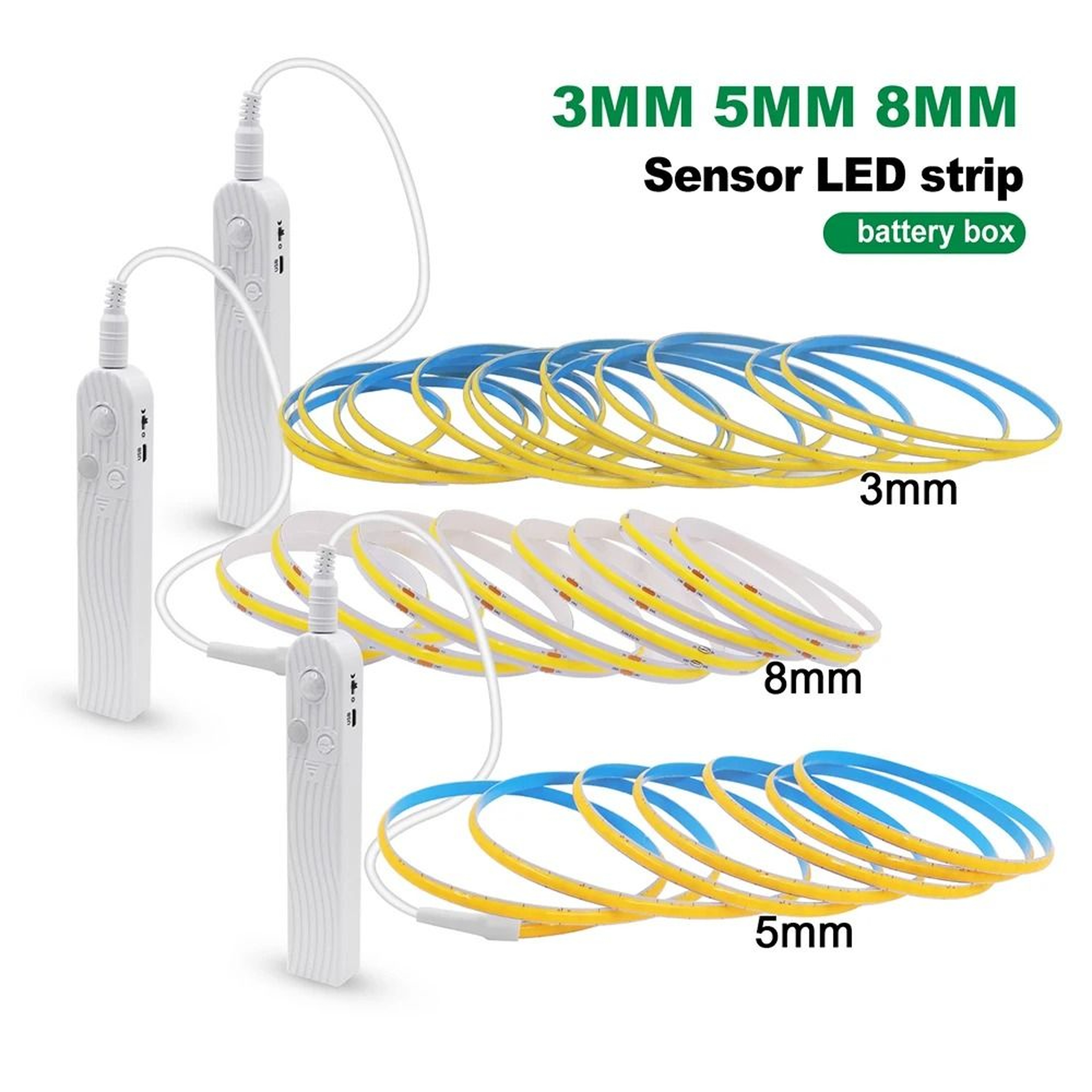 5V Flexible COB LED Motion Sensor Light Strip USB  Battery Powered 2
