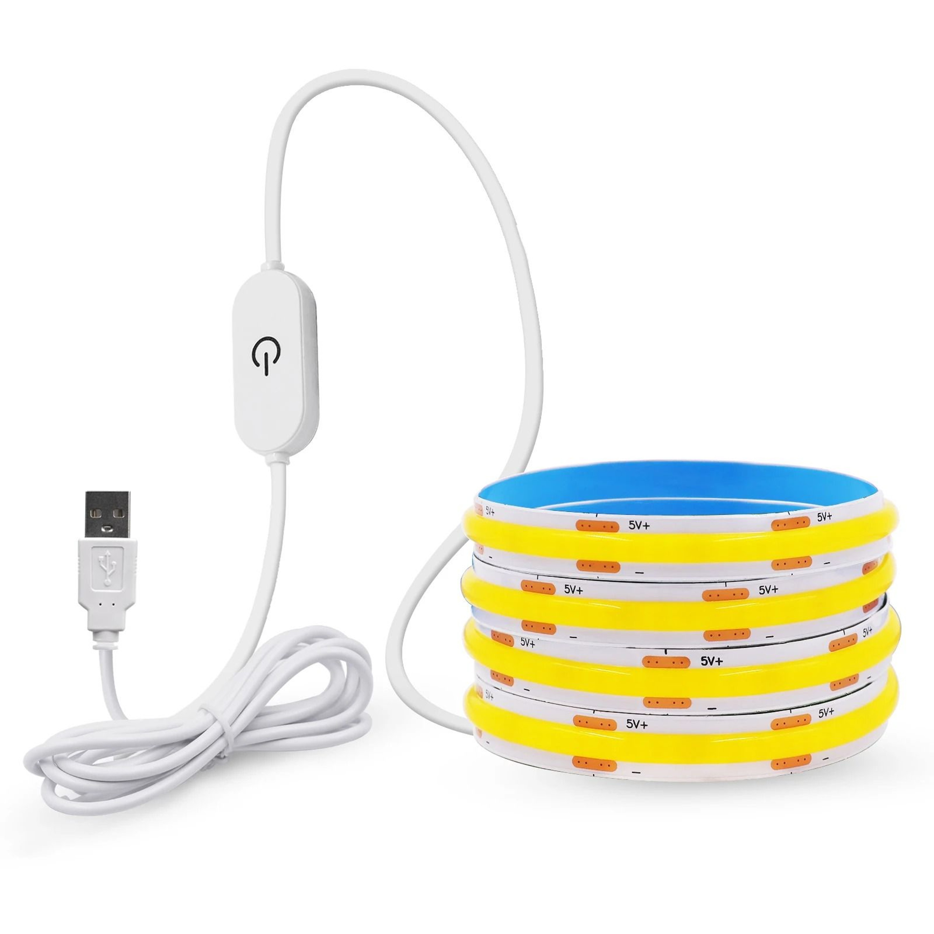 5V Flexible COB LED Light Strip With Touch Dimmer Sensor  USB Plug 9