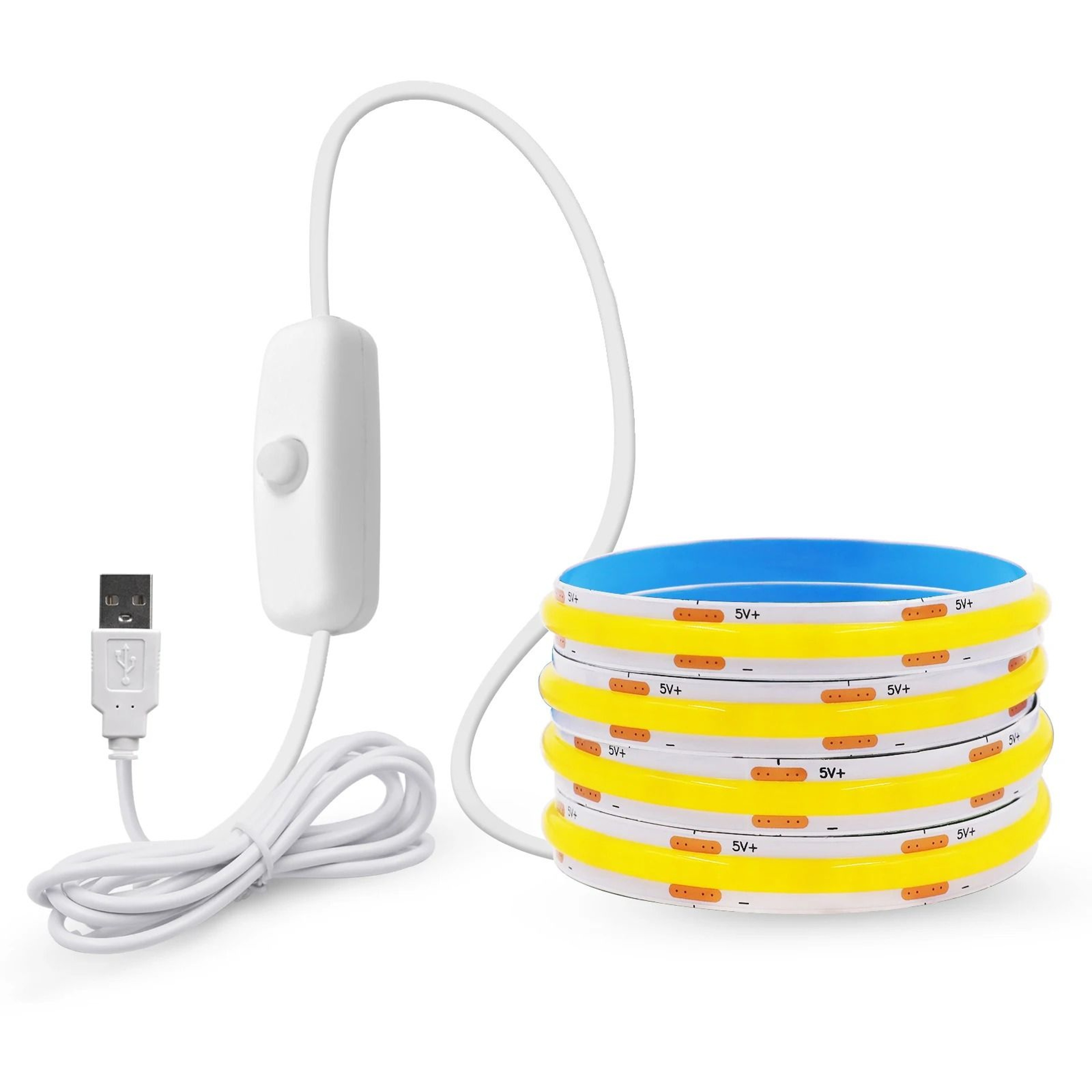 5V Flexible COB LED Light Strip With Touch Dimmer Sensor  USB Plug 6