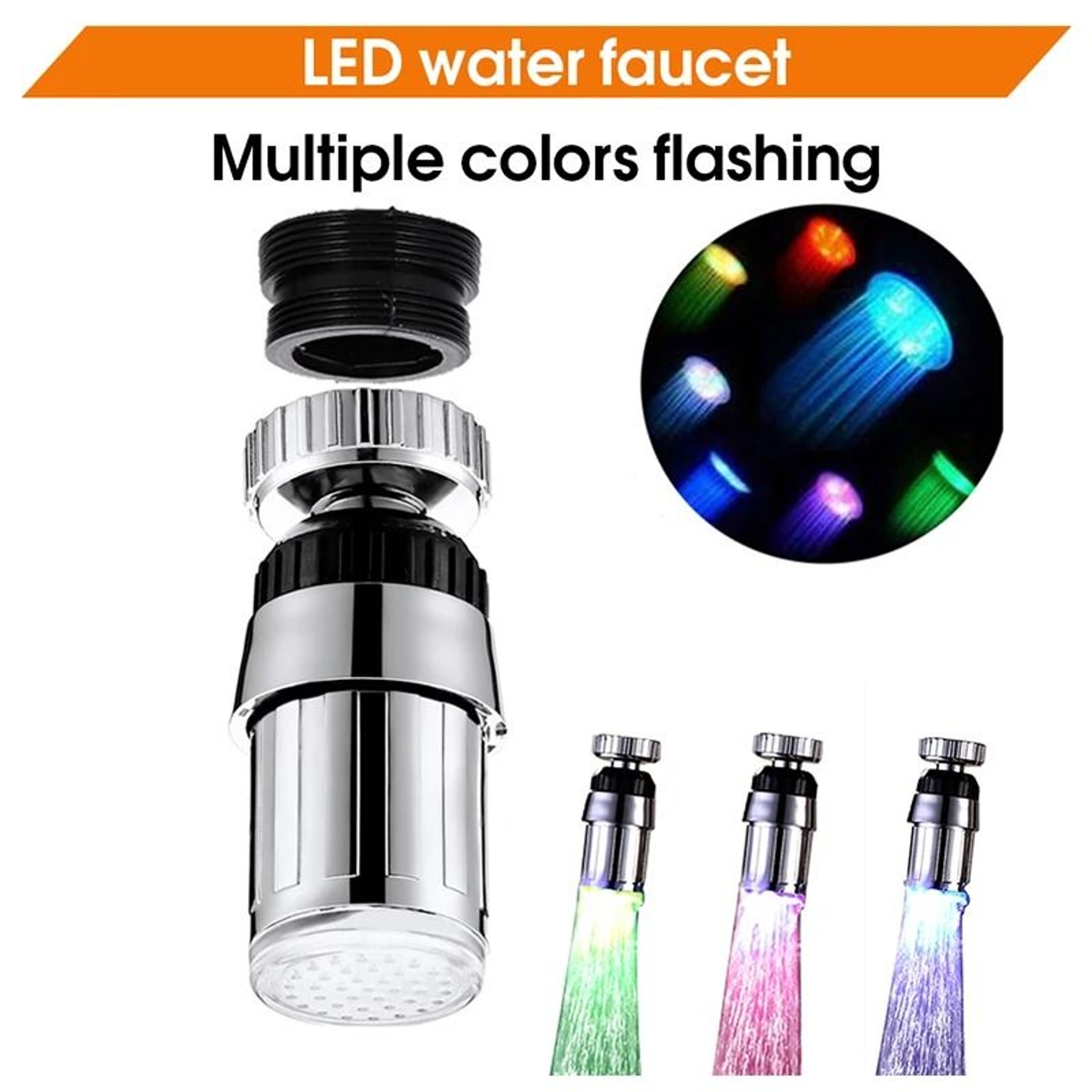 360 Rotatable TemperatureSensitive LED Faucet Light  Aerator Nozzle 2