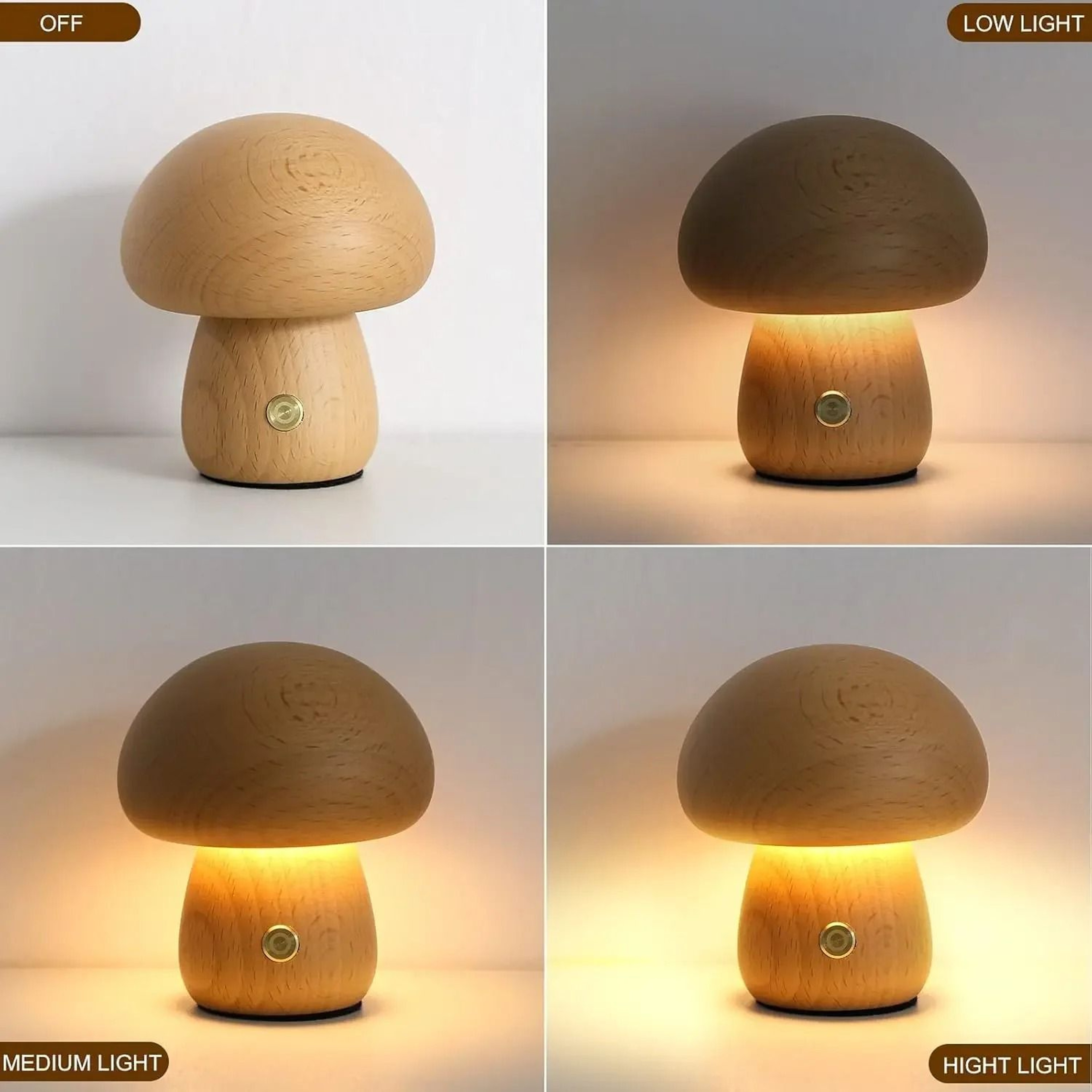 Cute Rechargeable Mushroom Touch LED Table Lamp  Portable Dimmable Night Light 3