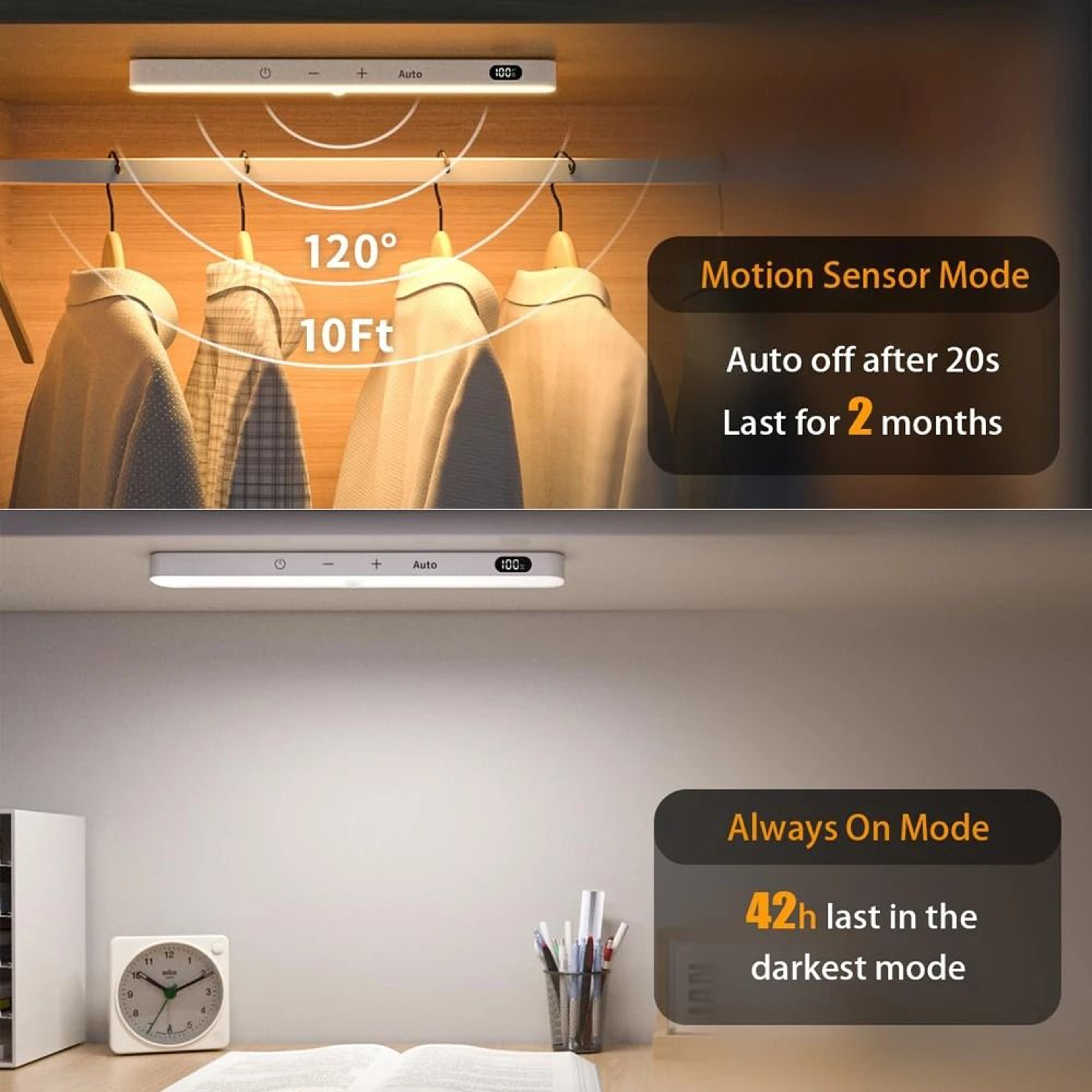60LED UltraSlim Motion Sensor UnderCabinet Light  TouchDimmable Accent Lamp 3
