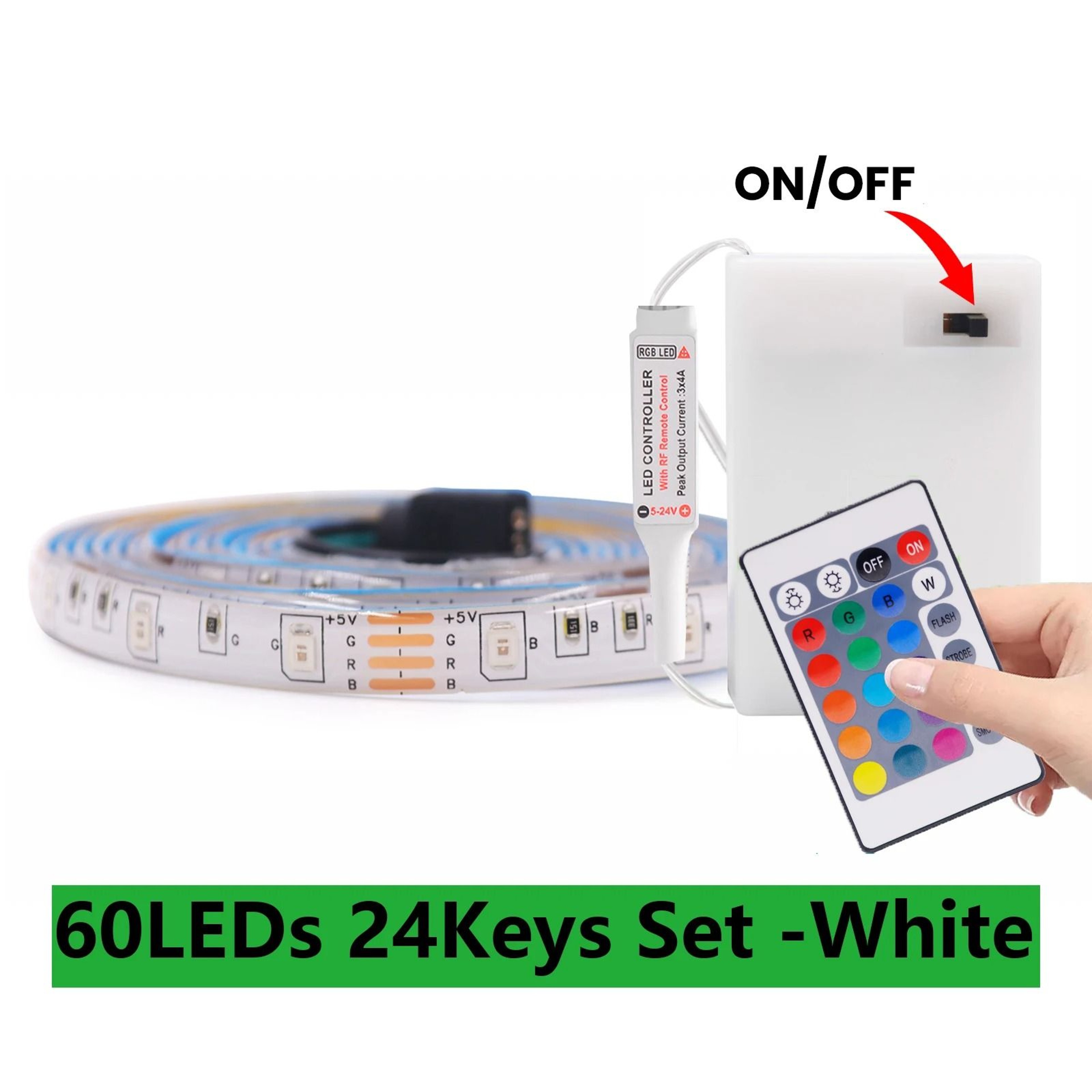DC 5V 5050 RGB LED Light Strip With Remote Control  Battery Pack Waterproof 14