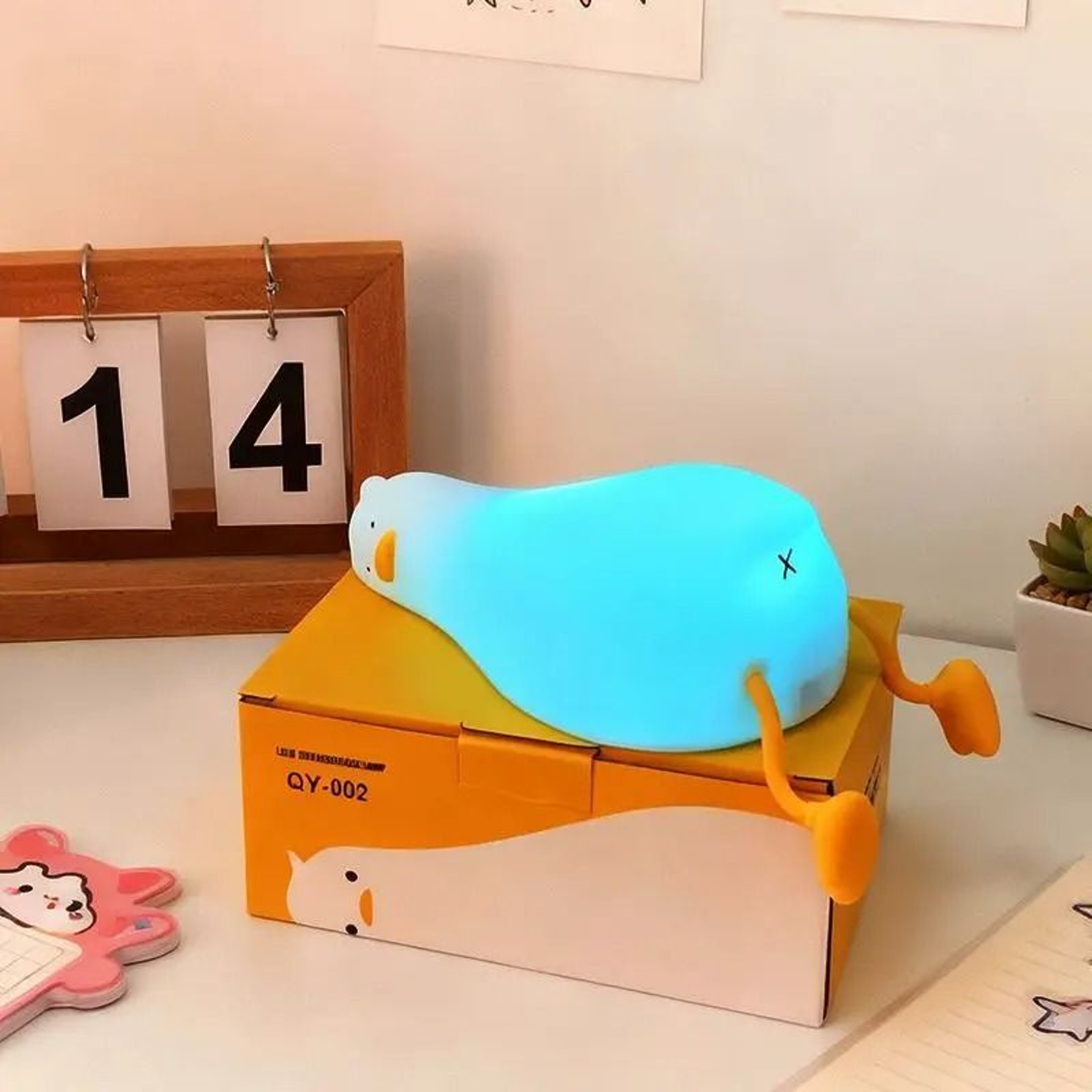 Cute Rechargeable Squishy Duck LED Night Light  Touch Silicone Bedside Lamp 6