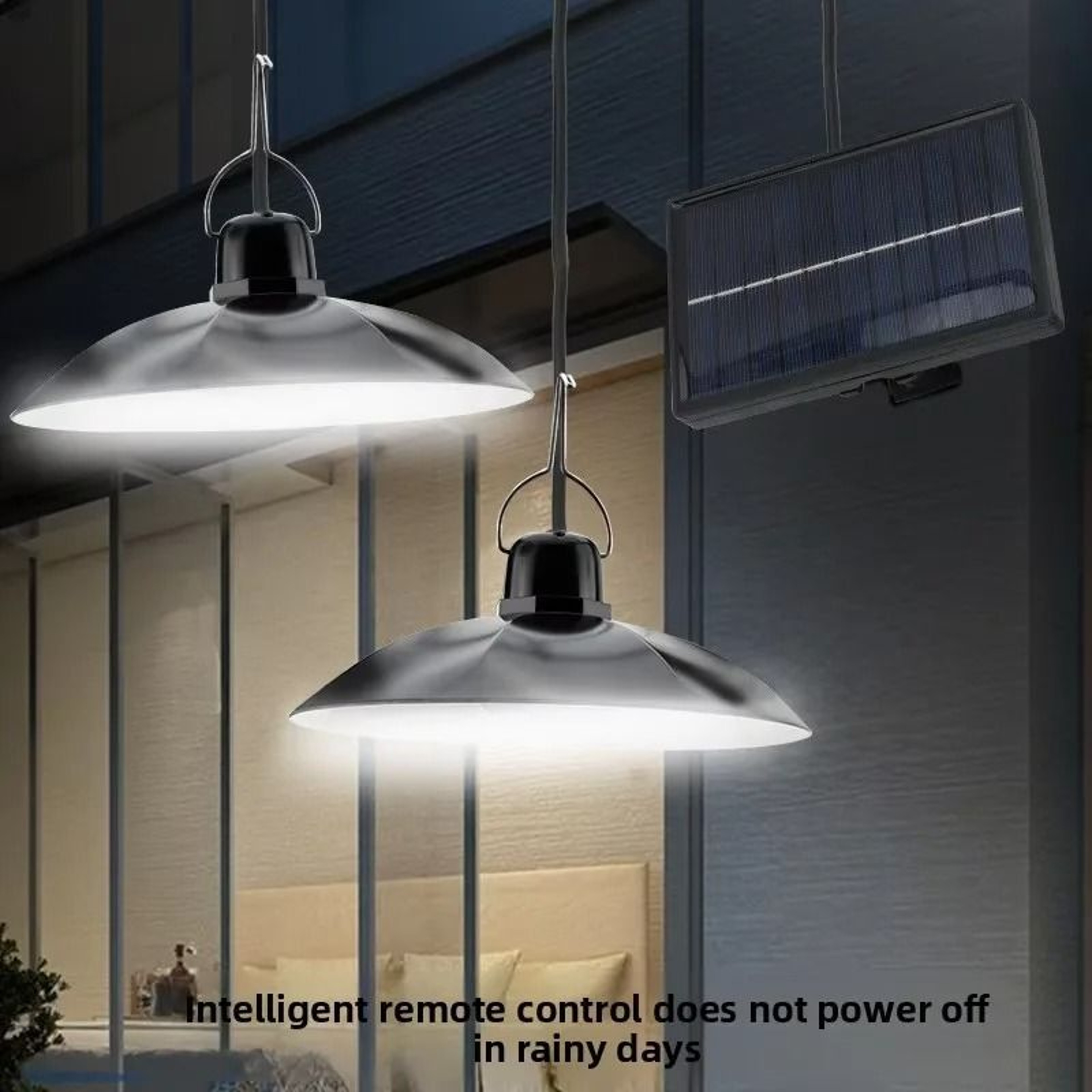 SplitType Dual Head Solar Pendant Light With Remote Control Indoor  Outdoor Waterproof 3