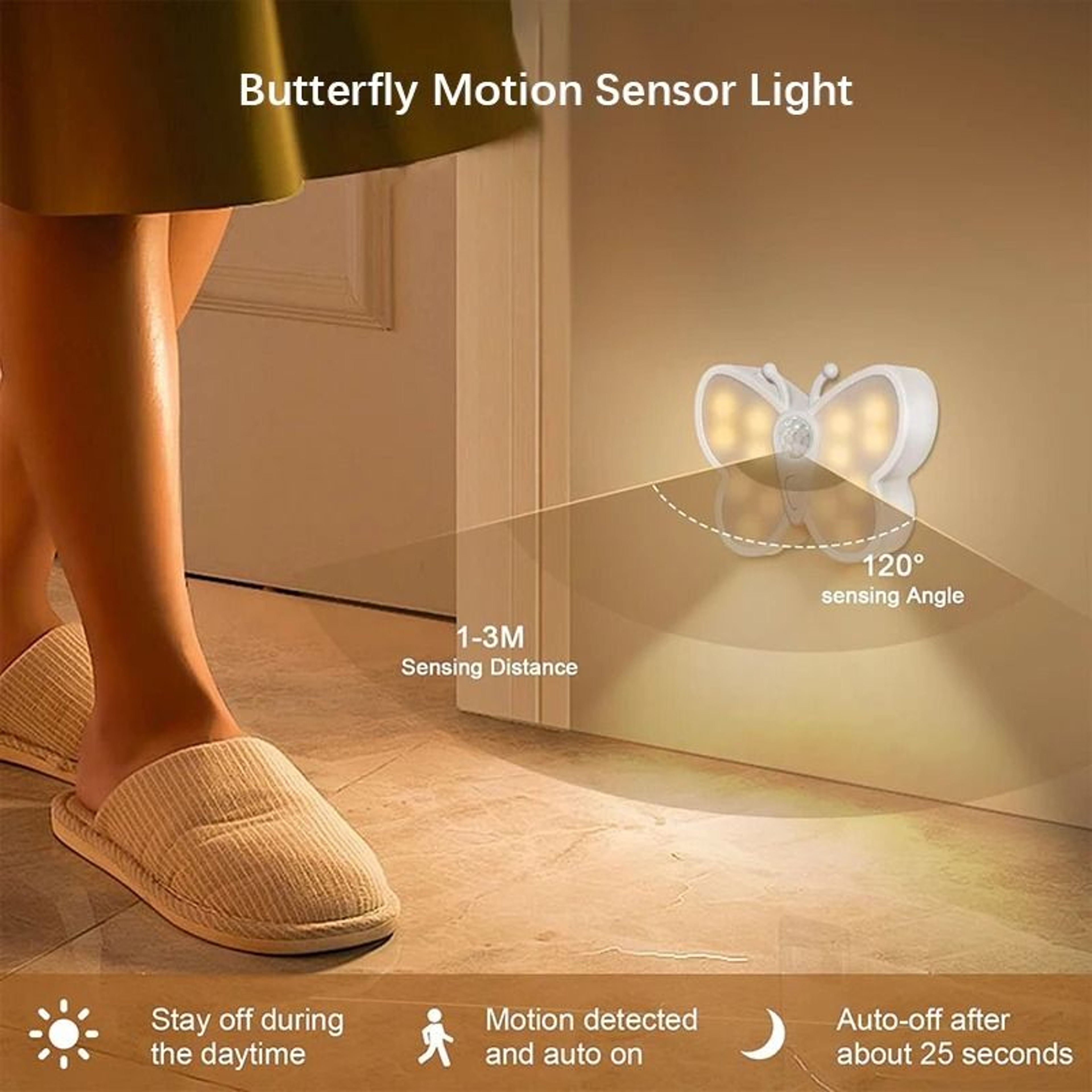 Smart Motion Sensor LED Night Light With 3 Color Modes USB Rechargeable 4