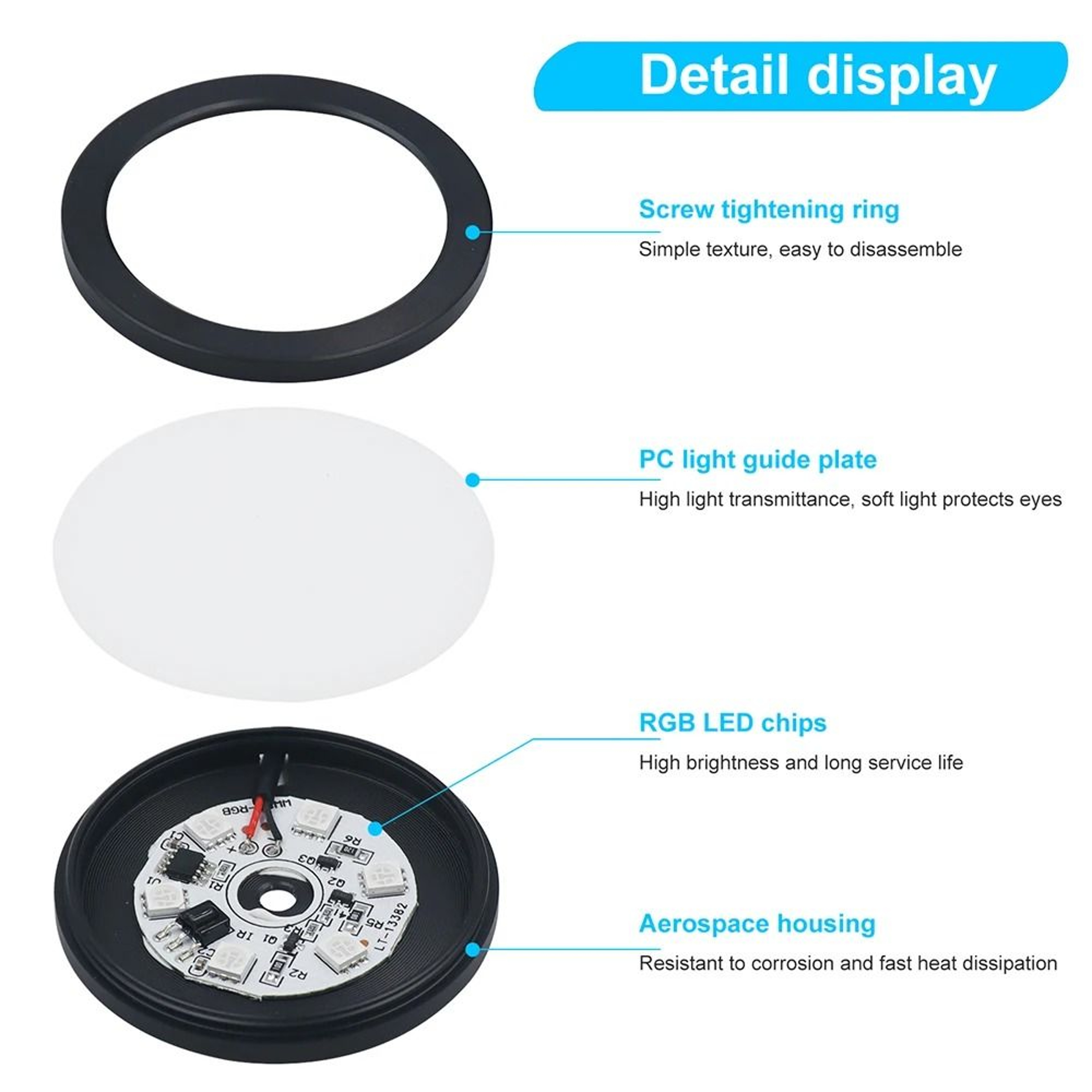 MultiPack 5V RGB LED Puck Cabinet Lights With 24Key Remote  USB Kit 4