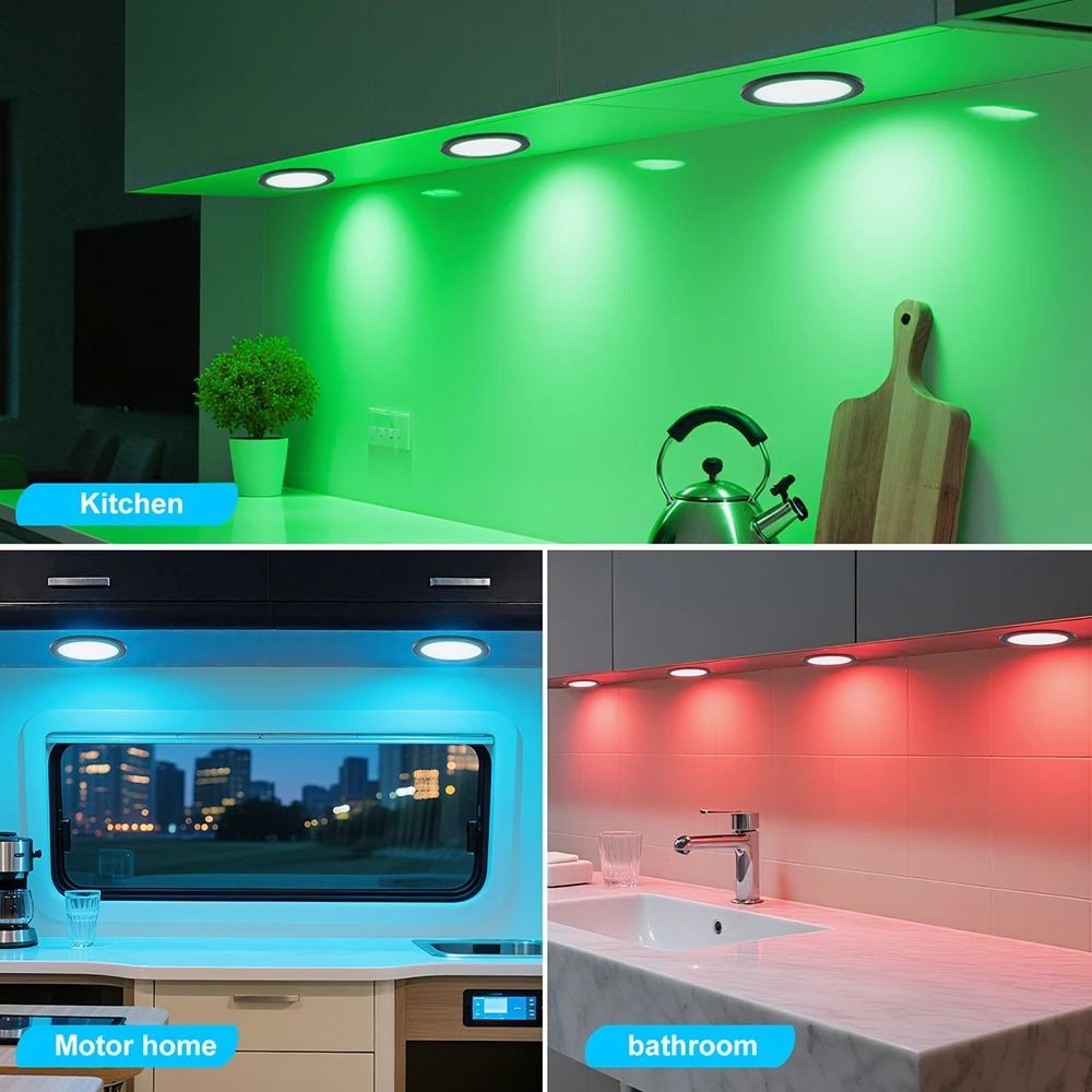 MultiPack 5V RGB LED Puck Cabinet Lights With 24Key Remote  USB Kit 5