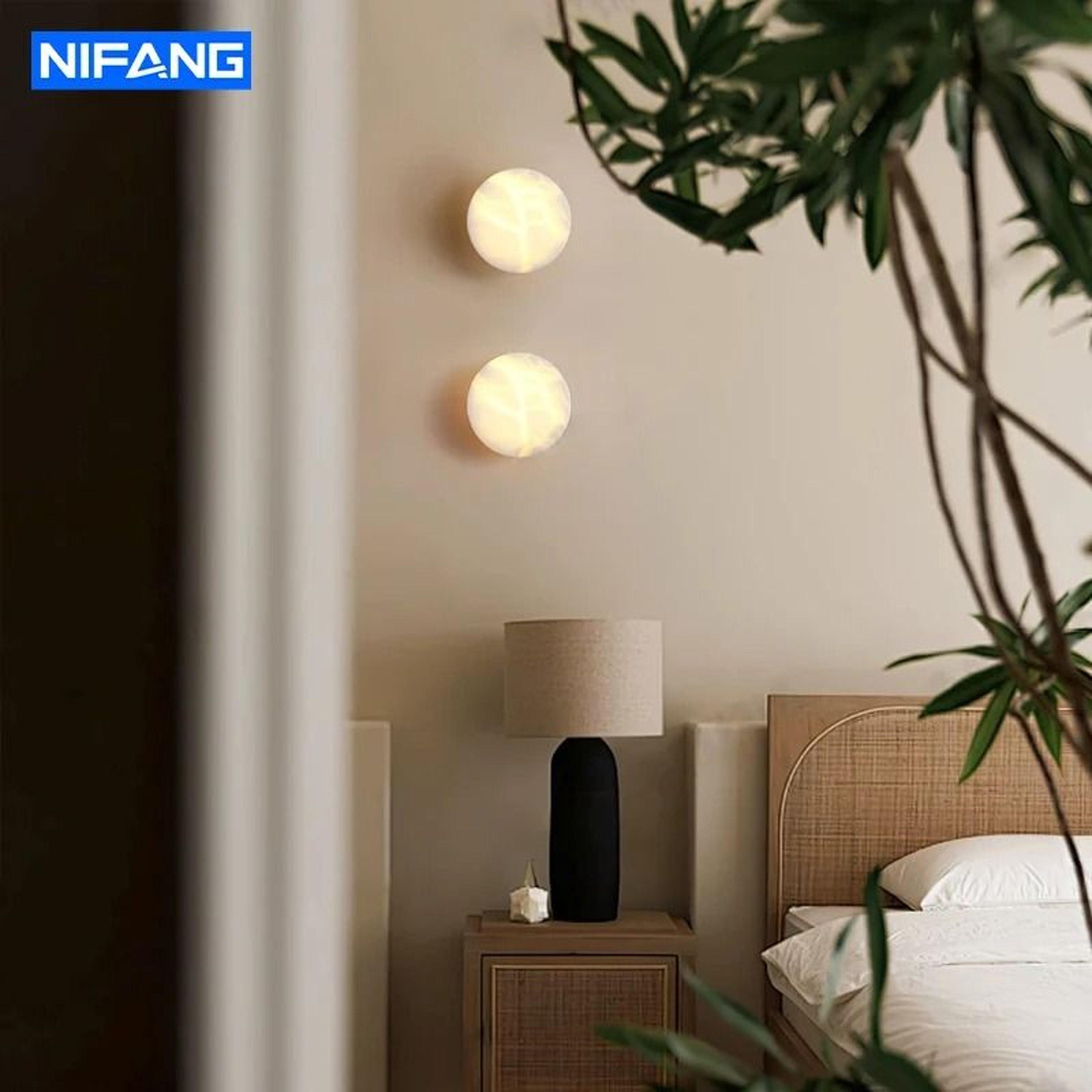 Modern Nordic Natural Spanish Marble Round Wall Sconce Lamp 4