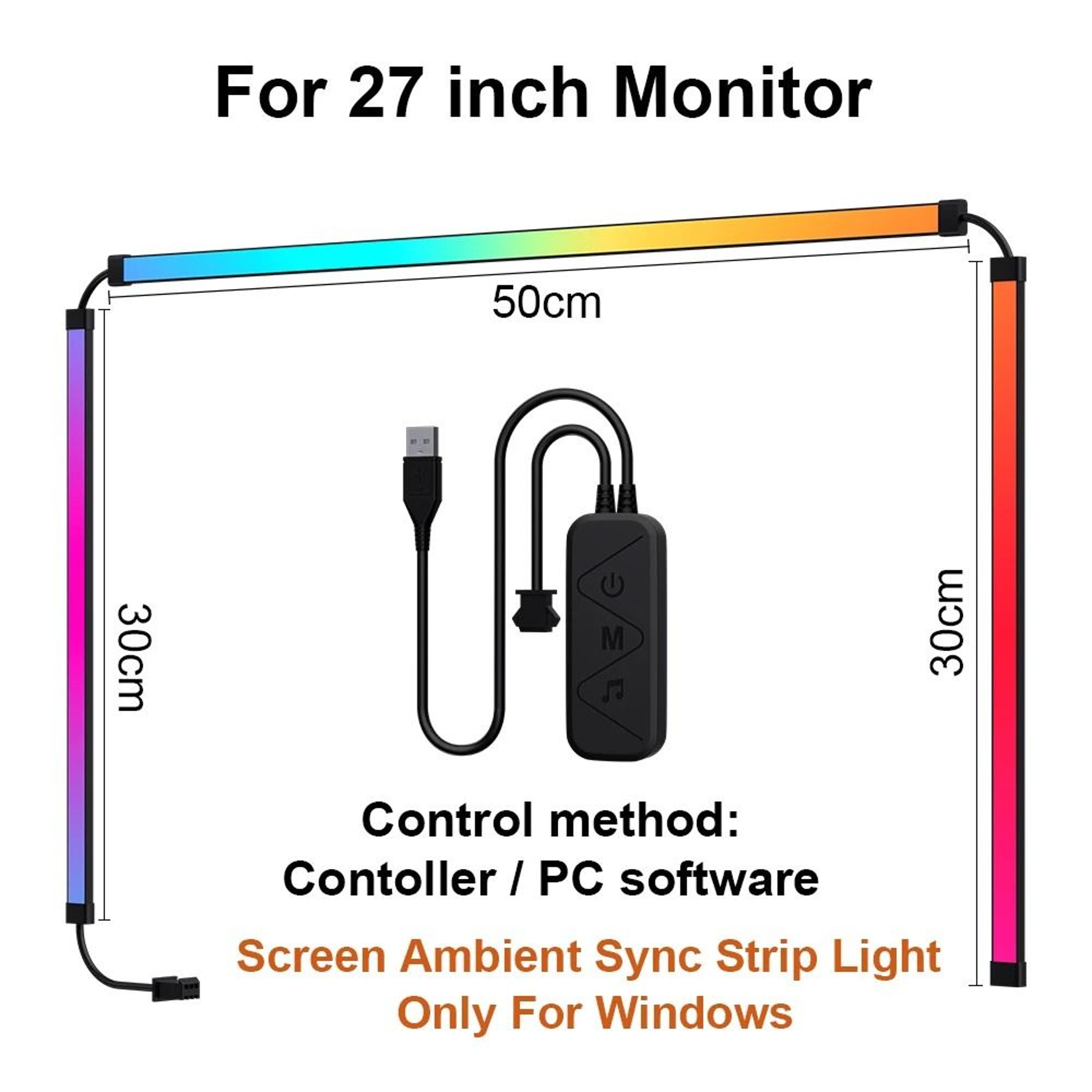 Smart Ambient TV  PC Display Sync LED Strip Light RGB Screen Color Sync Backlight For Gaming  Decor 7