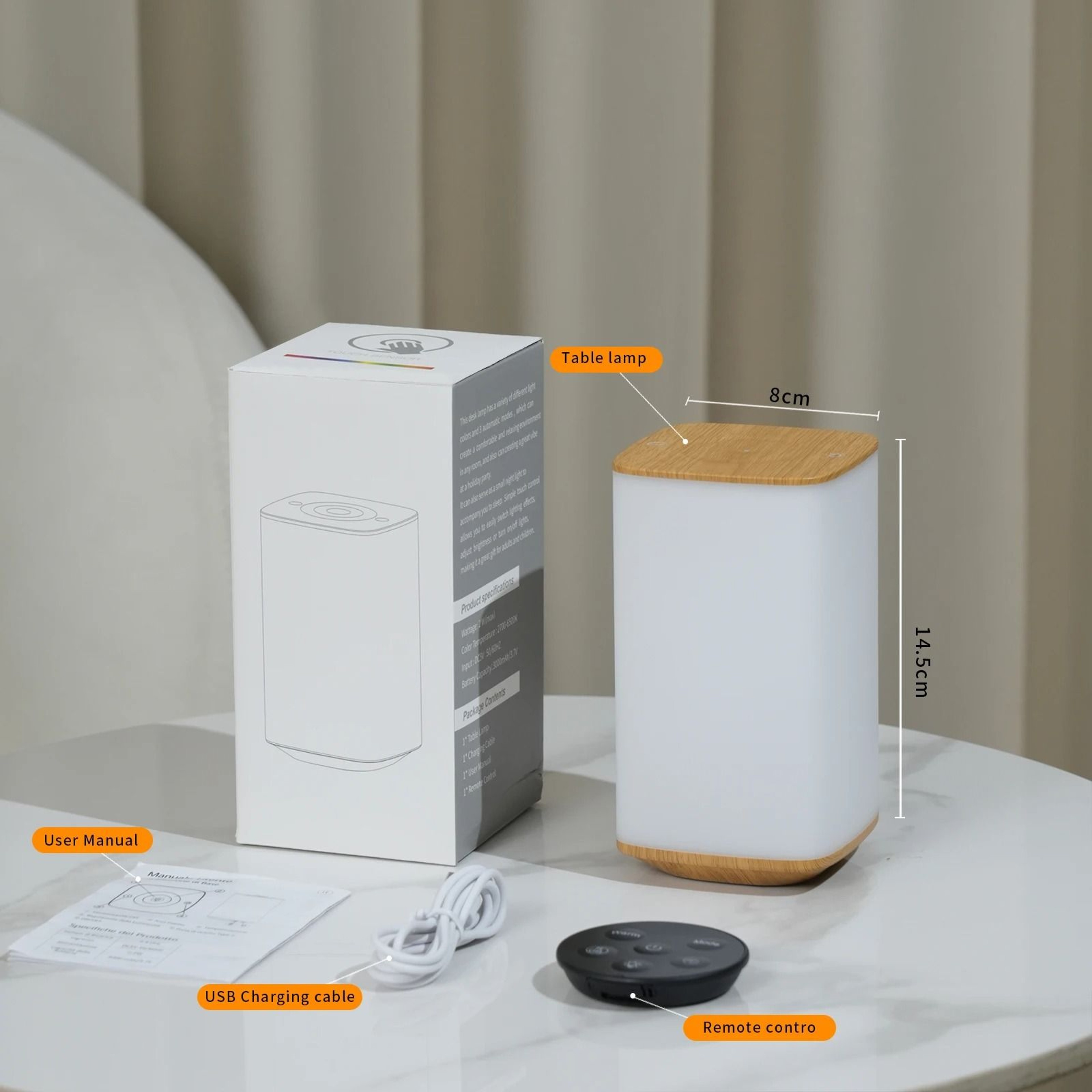 RGB Color Changing Touch  Remote Control Night Light Dimmable USB Rechargeable Bedside Table Lamp 4