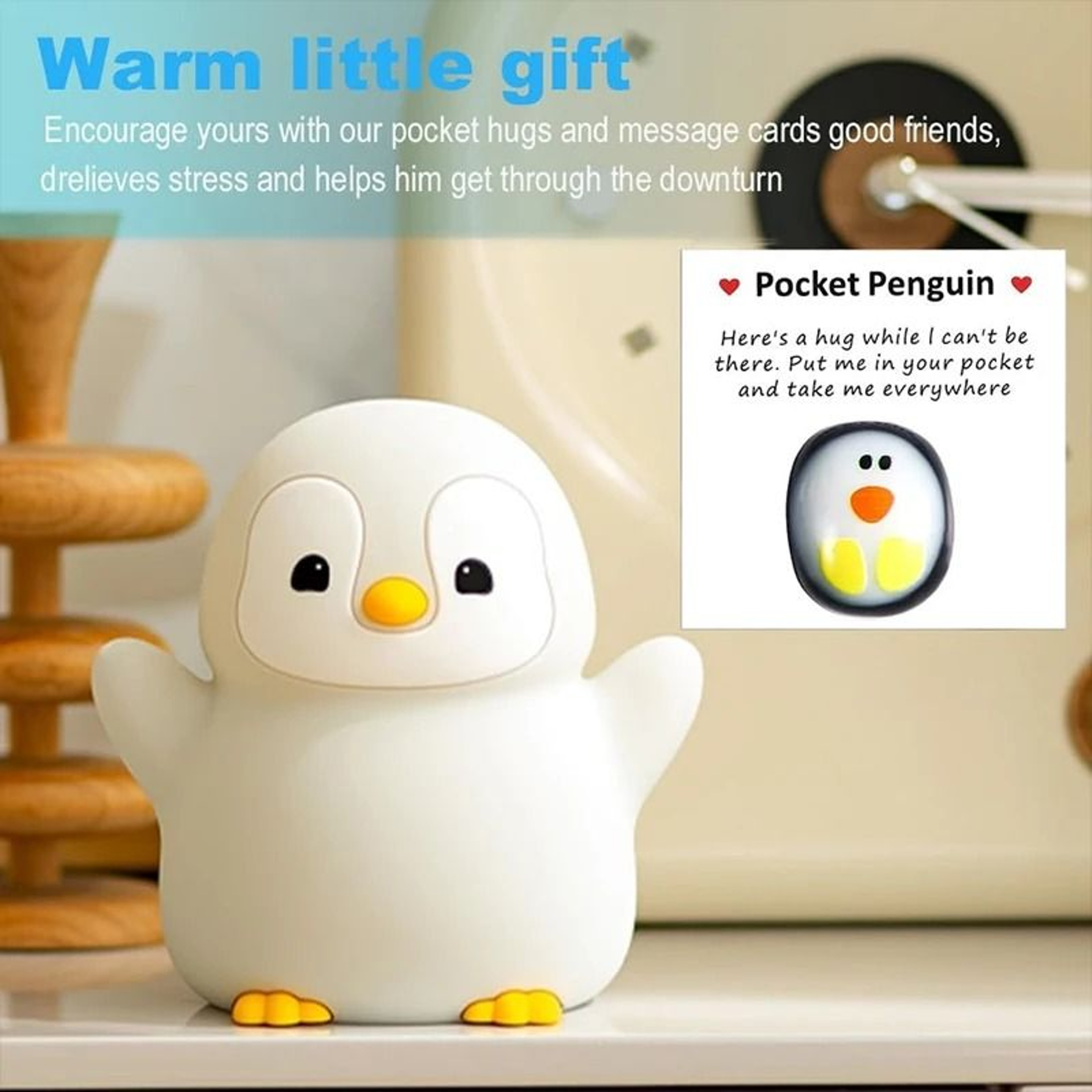 Cute Penguin Squishy Silicone Night Light USB Rechargeable Nursery Lamp With Dimming  Timer 2
