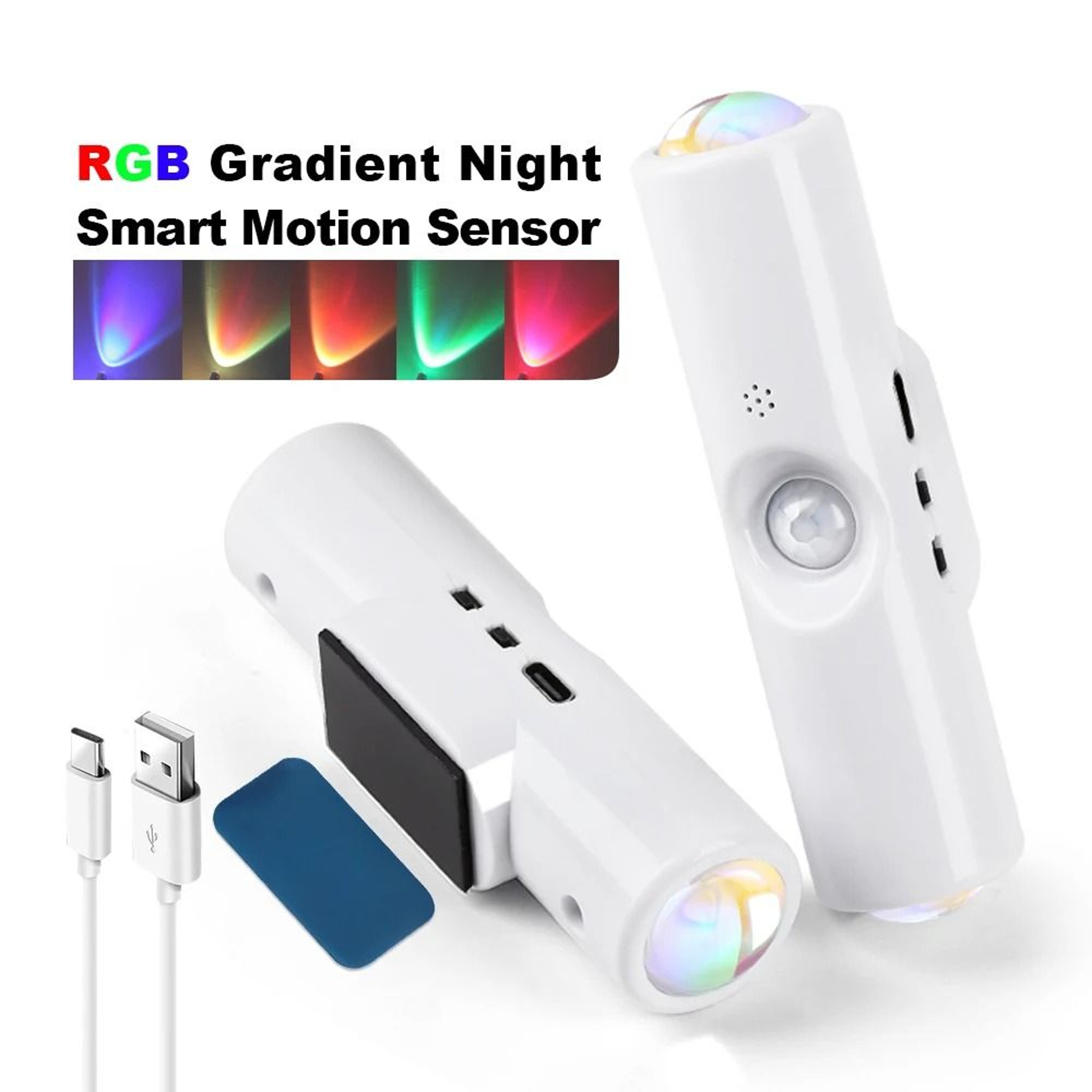 RGB Motion Sensor LED Wall Light USB Rechargeable Magnetic Cabinet  Wardrobe Lamp 6