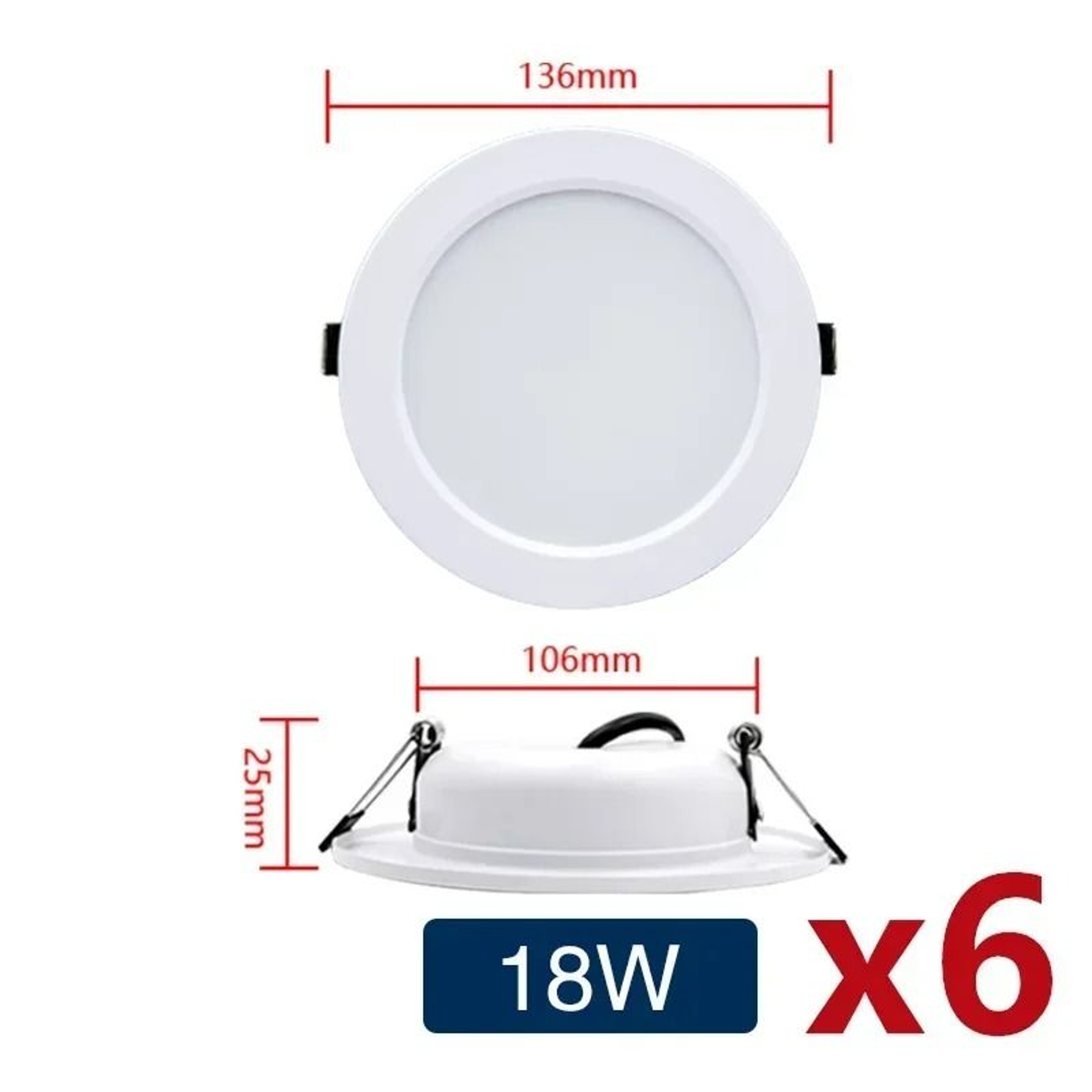 6Piece Recessed Round LED Downlight Set AC110V220VDC12V24V Ceiling Spotlight Pack 10