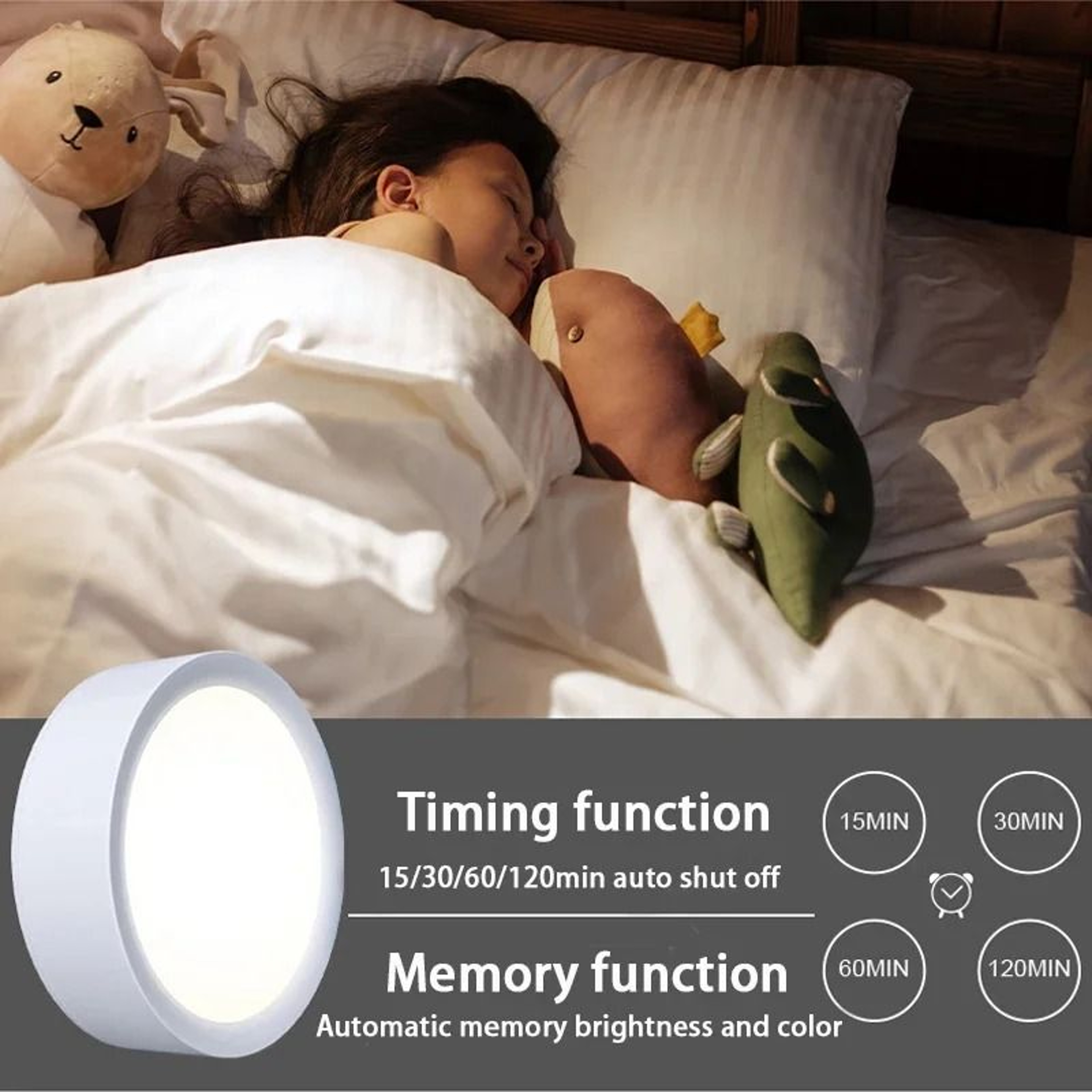 Smart Remote Control Dimmable LED Cabinet Light Battery Powered Wireless Puck Night Lamp 4