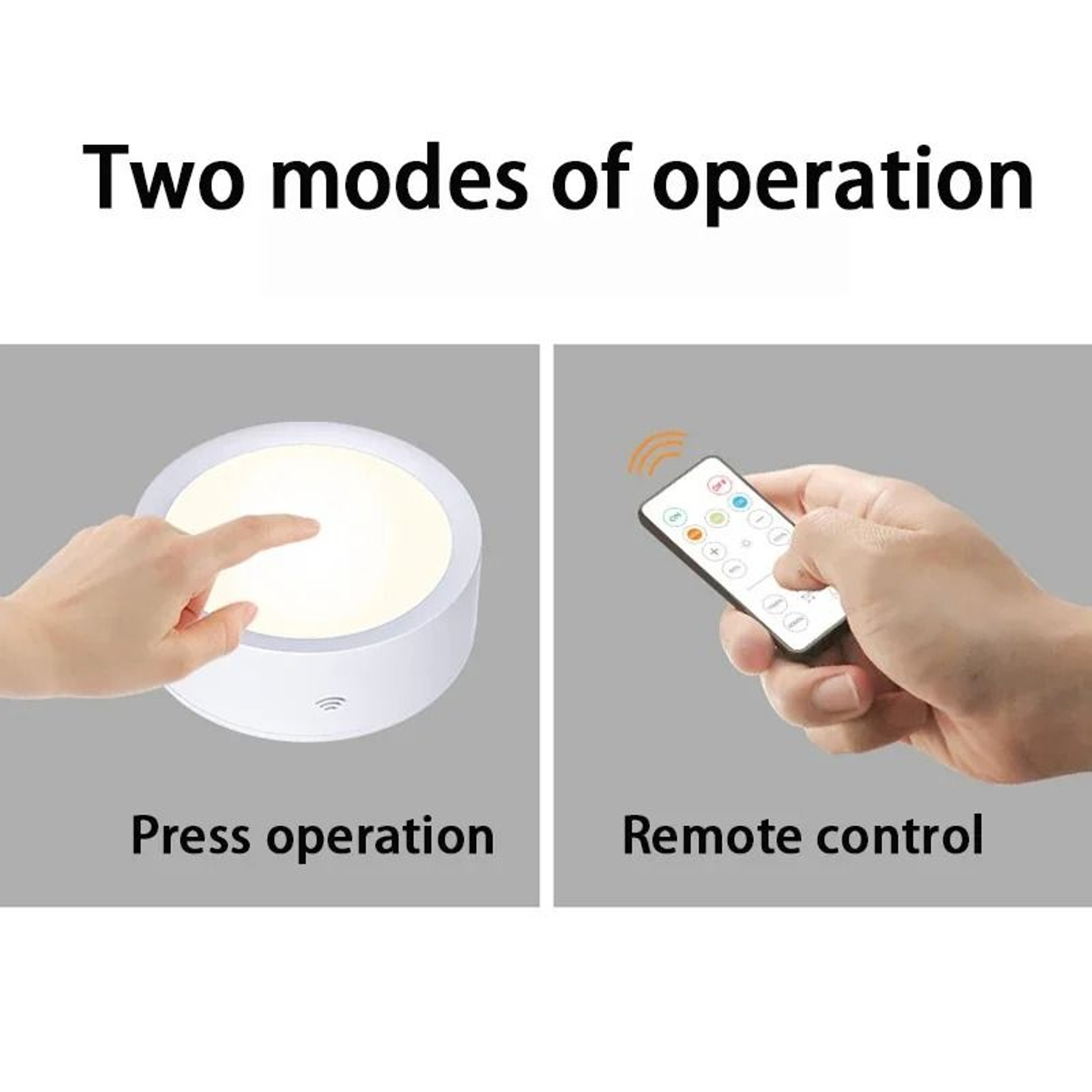 Smart Remote Control Dimmable LED Cabinet Light Battery Powered Wireless Puck Night Lamp 2