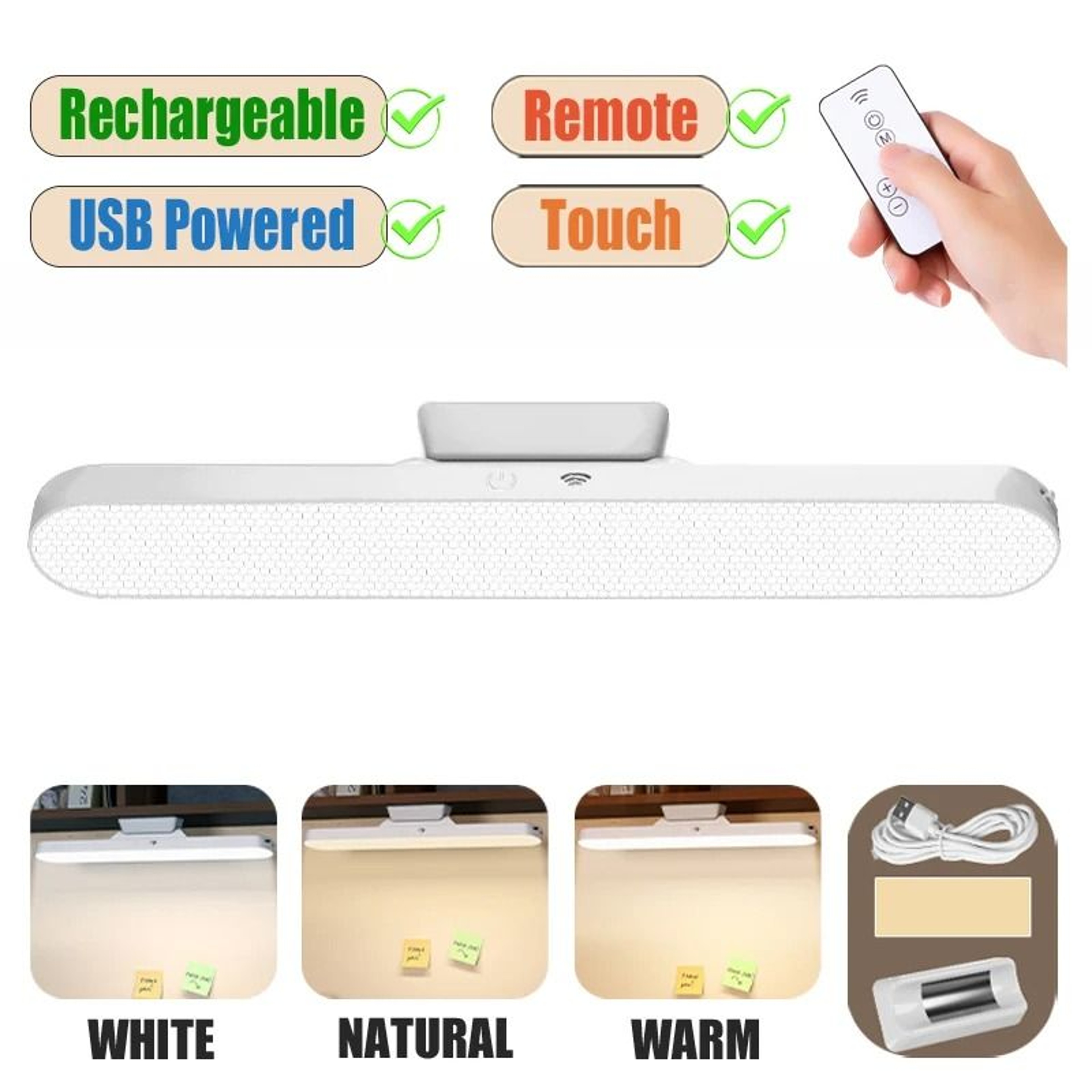 Magnetic EyeProtection LED Desk Lamp Remote Control USB Rechargeable Student Reading Light 6