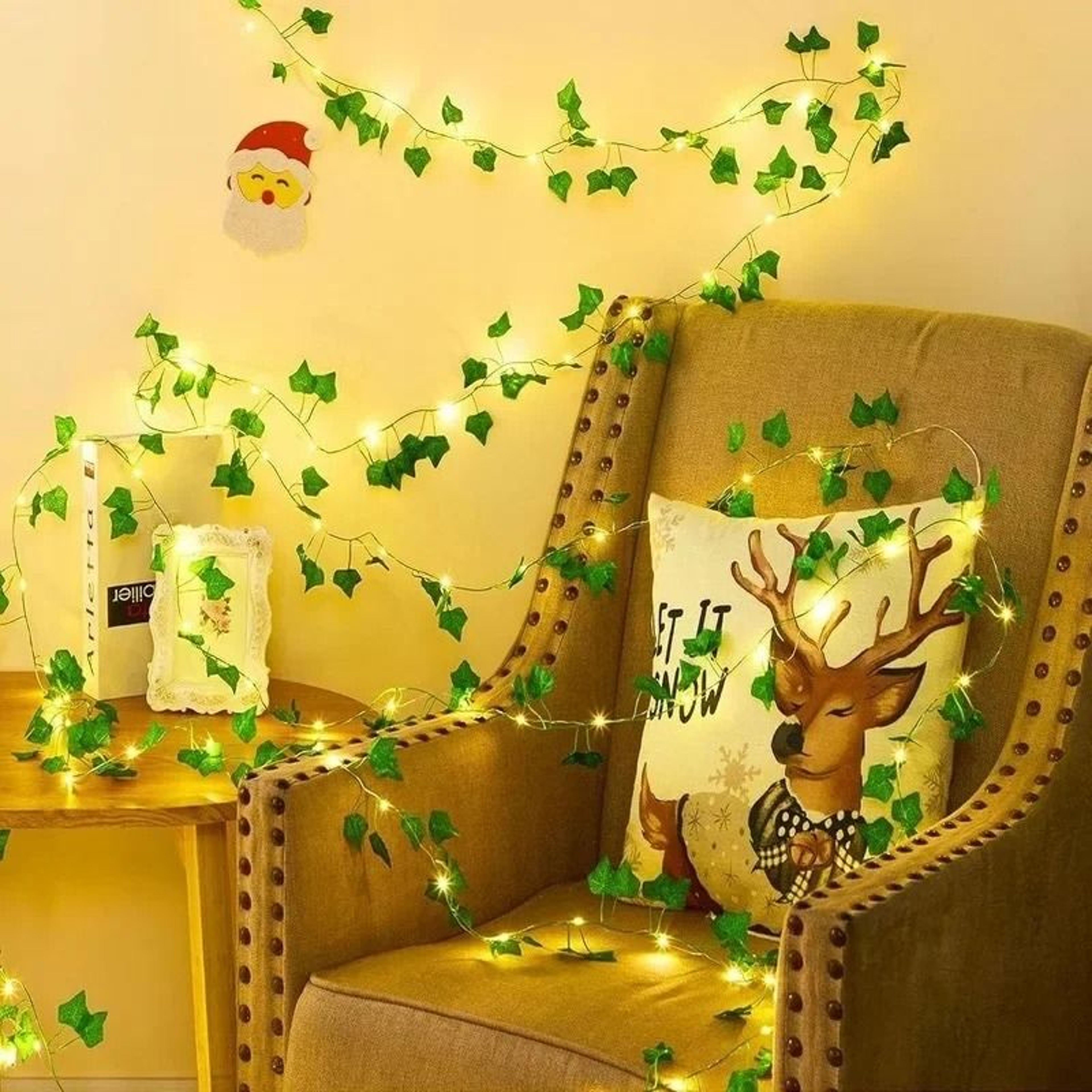 Solar Powered Artificial Ivy Leaf String Lights Waterproof Outdoor Garden Garland Fairy Lights 4