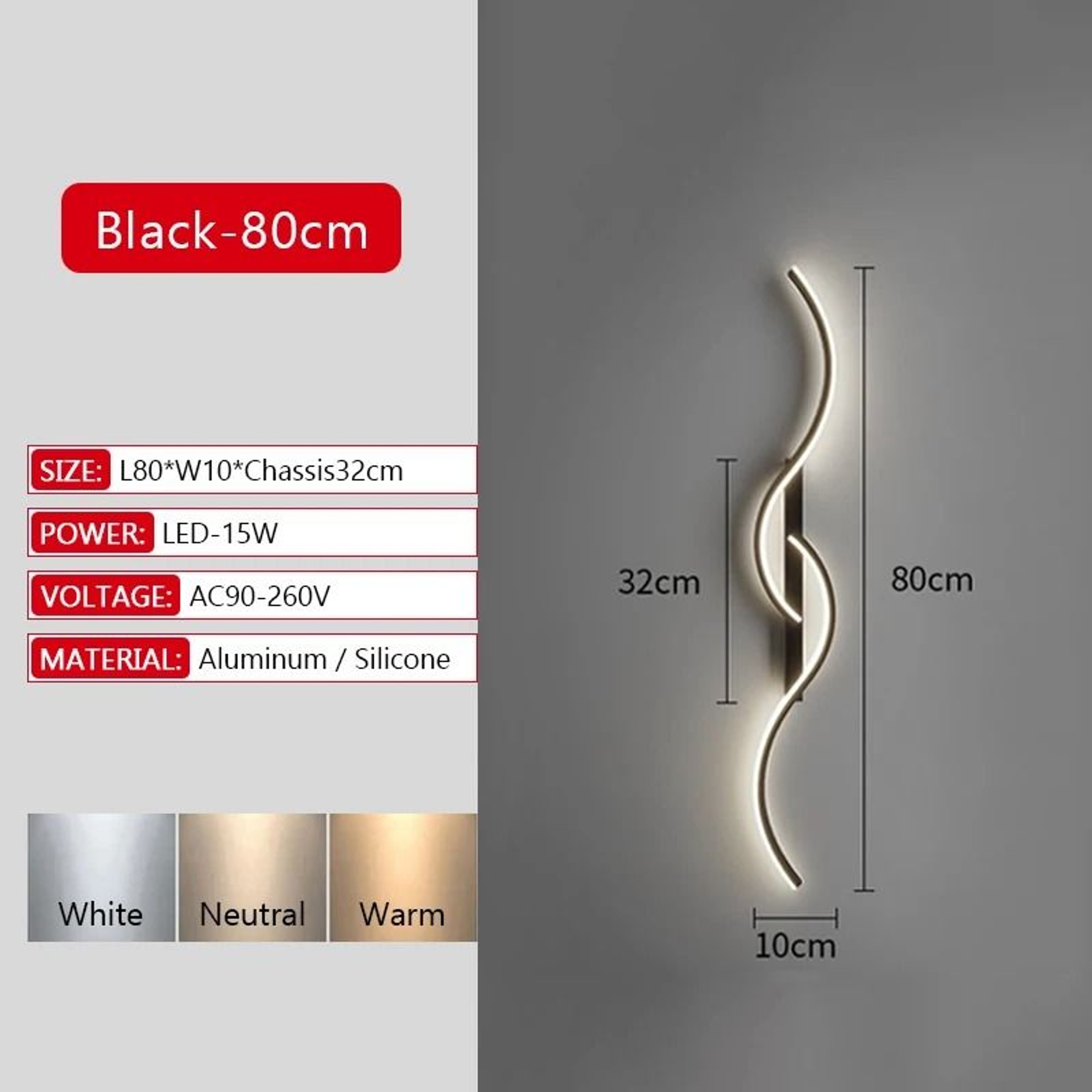 Modern Long Strip LED Wall Lamp Remote Control Dimmable Bedroom  TV Background Sconce 17