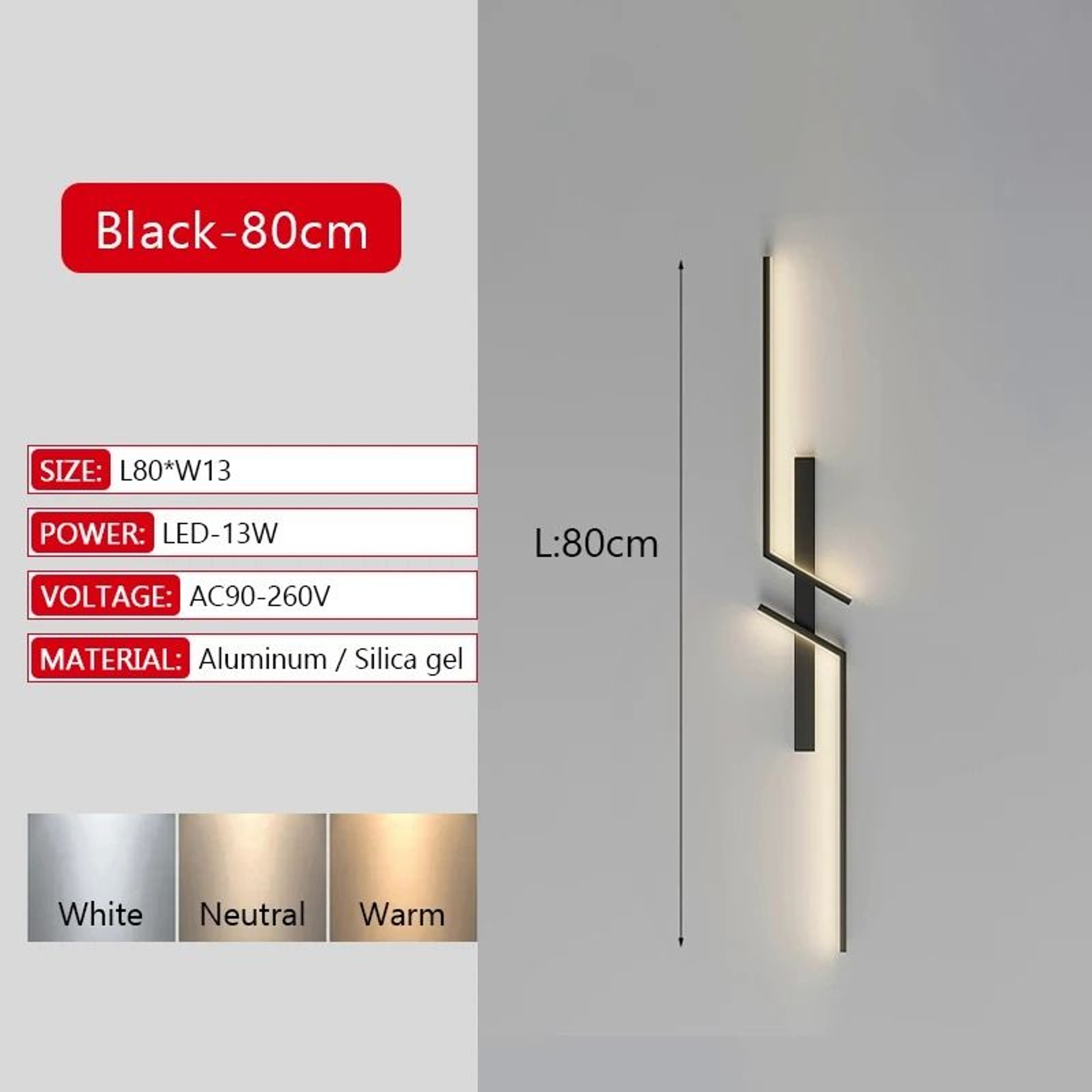 Modern Long Strip LED Wall Lamp Remote Control Dimmable Bedroom  TV Background Sconce 11