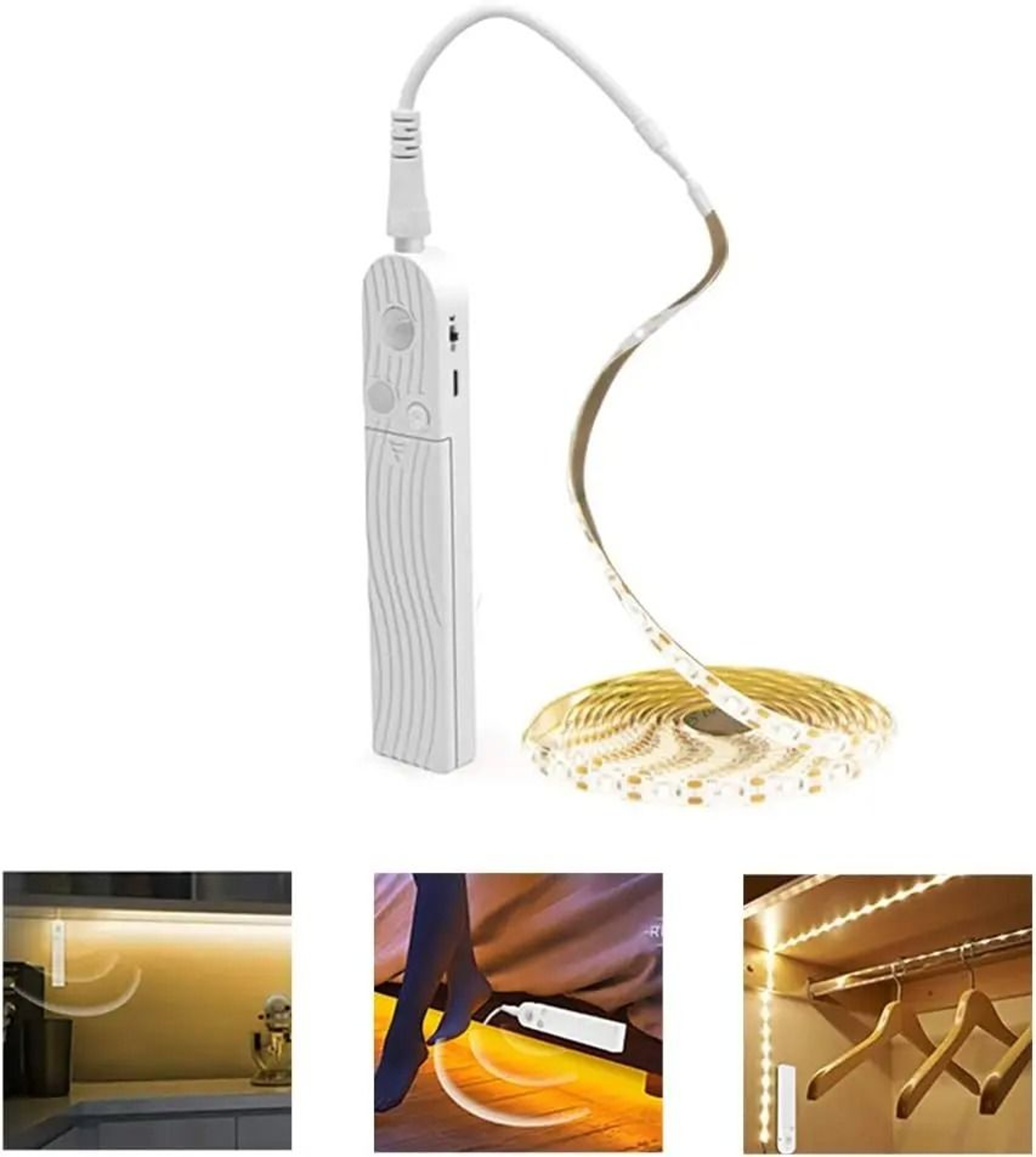 5M Battery LED Strip Light Tape With PIR Motion Sensor UnderCabinet  Wardrobe Night Light 1