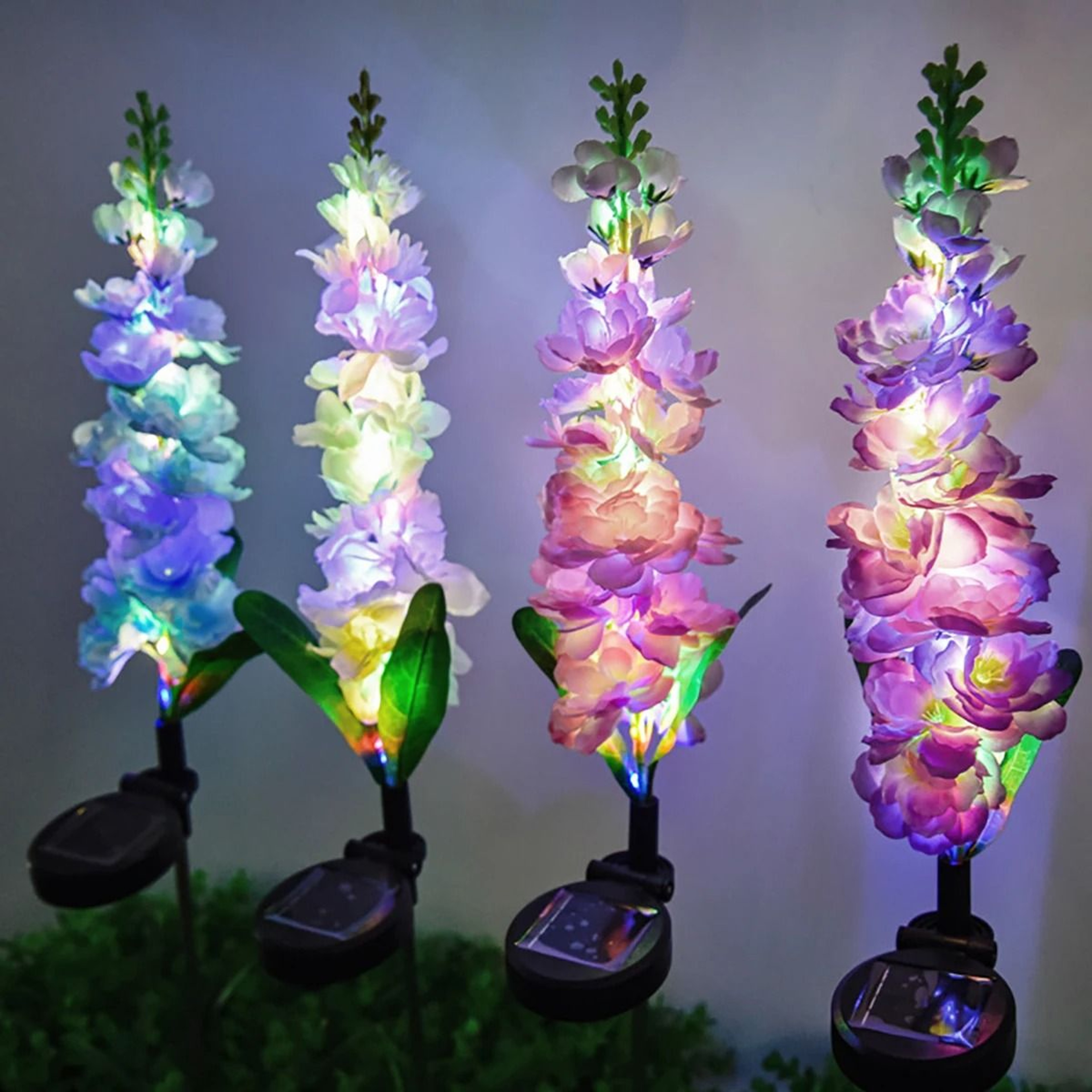 Solar Hyacinth Flower Garden Lawn Lights Waterproof Outdoor Pathway Stake For Courtyards  Yard Deco 1
