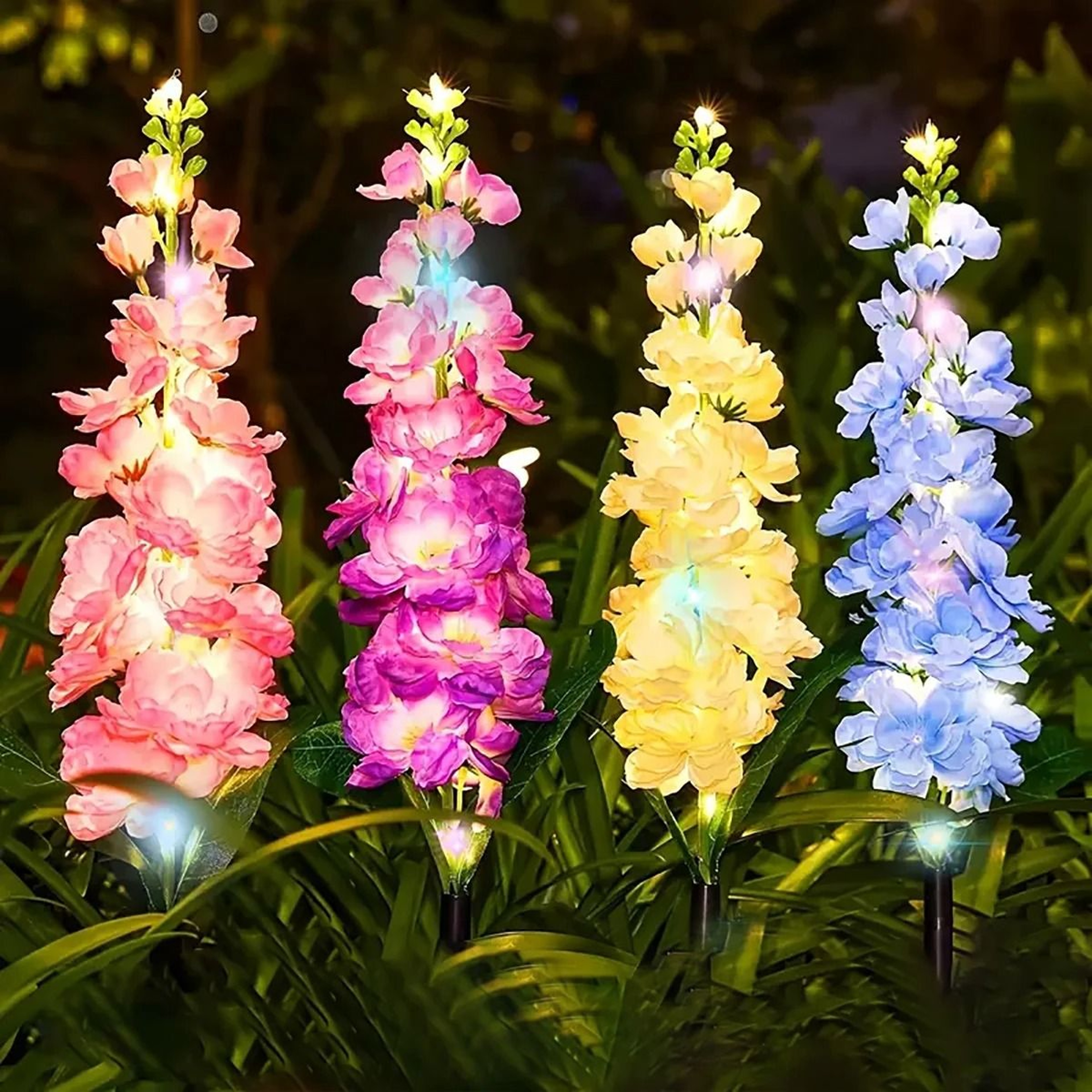 Solar Hyacinth Flower Garden Lawn Lights Waterproof Outdoor Pathway Stake For Courtyards  Yard Deco 2