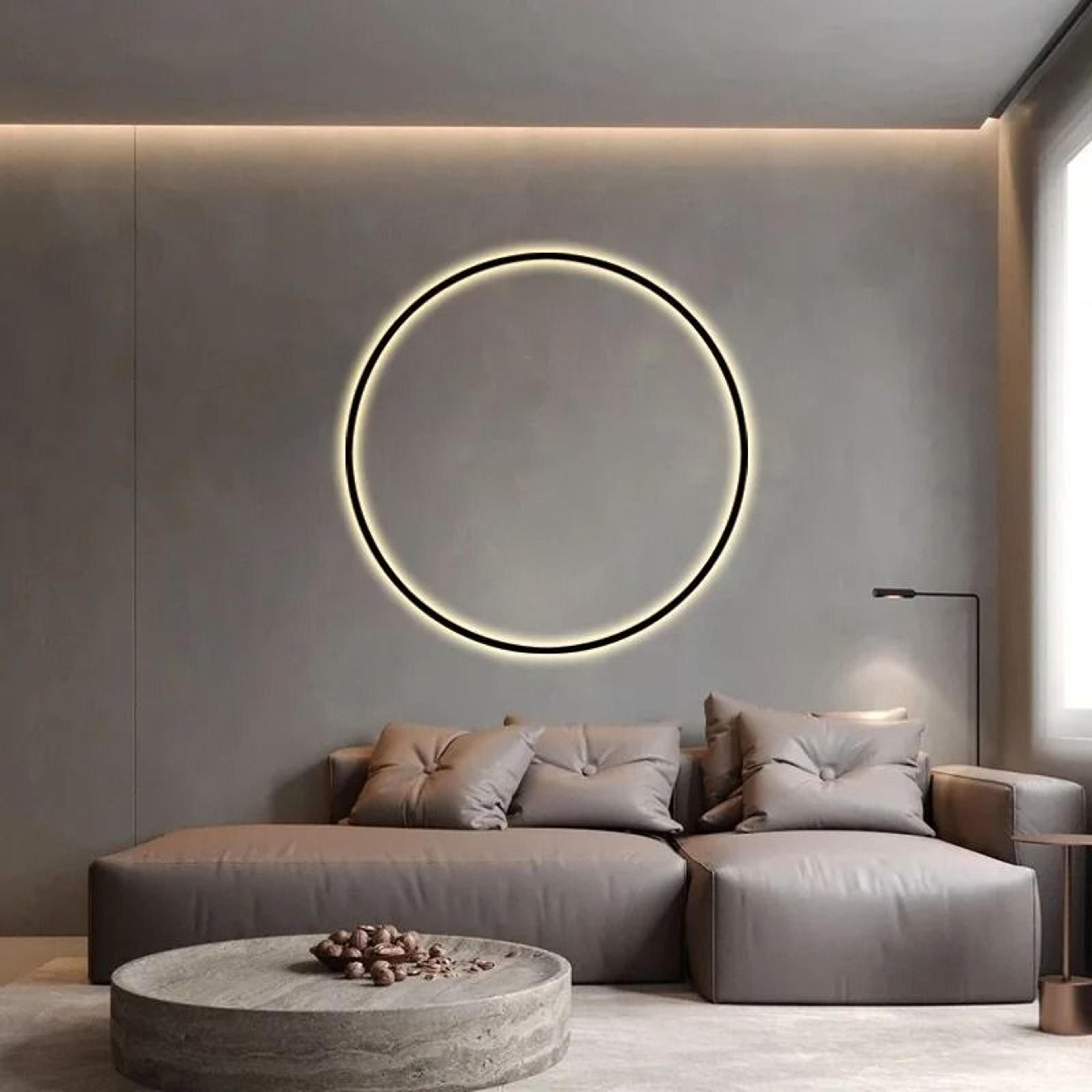 Minimalist LED Circle Background Wall Sconce Lamp Modern Round Decor Sconce 1