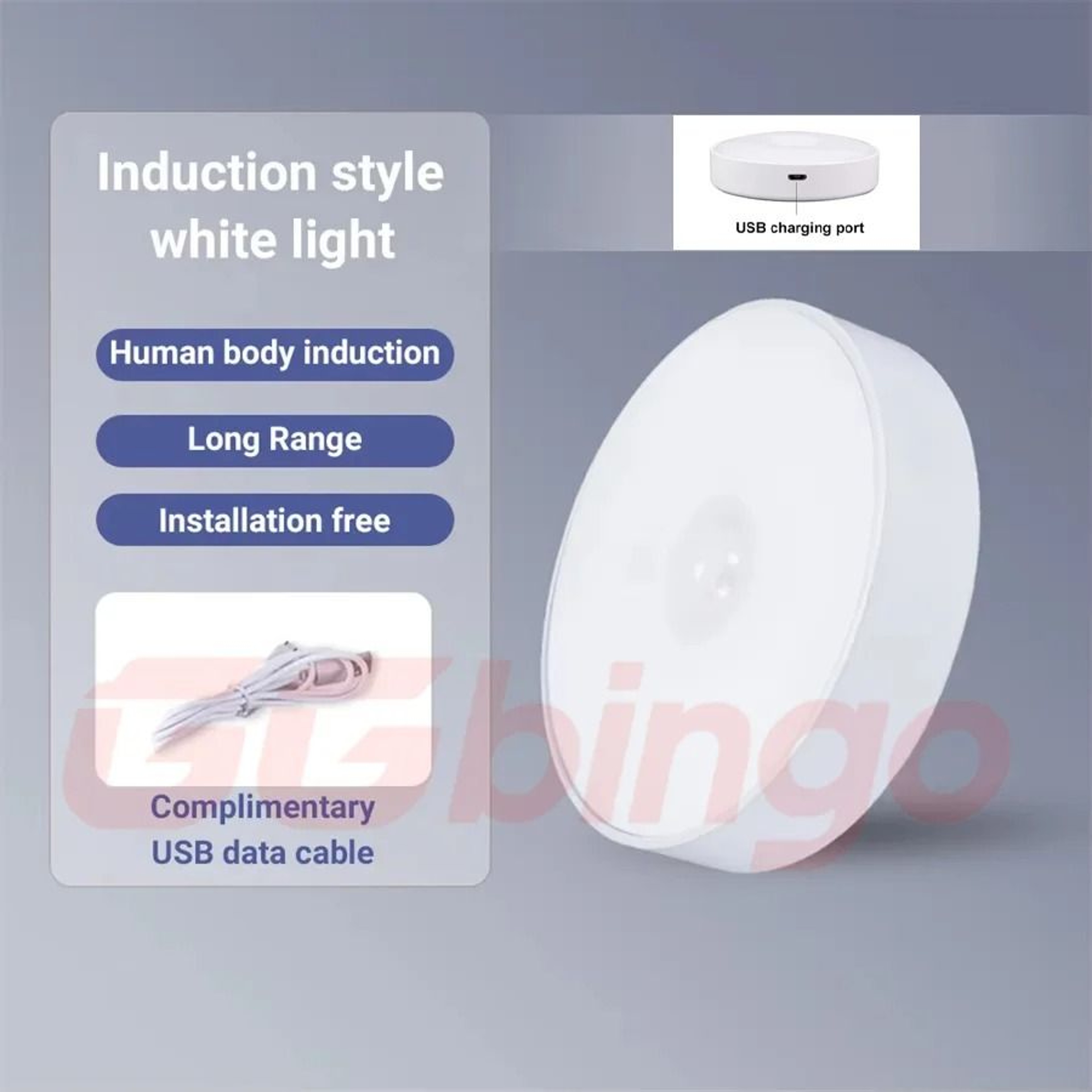 GGbingo TypeC Rechargeable Motion Sensor LED Night Light Wireless Closet  Hallway Lamp 8