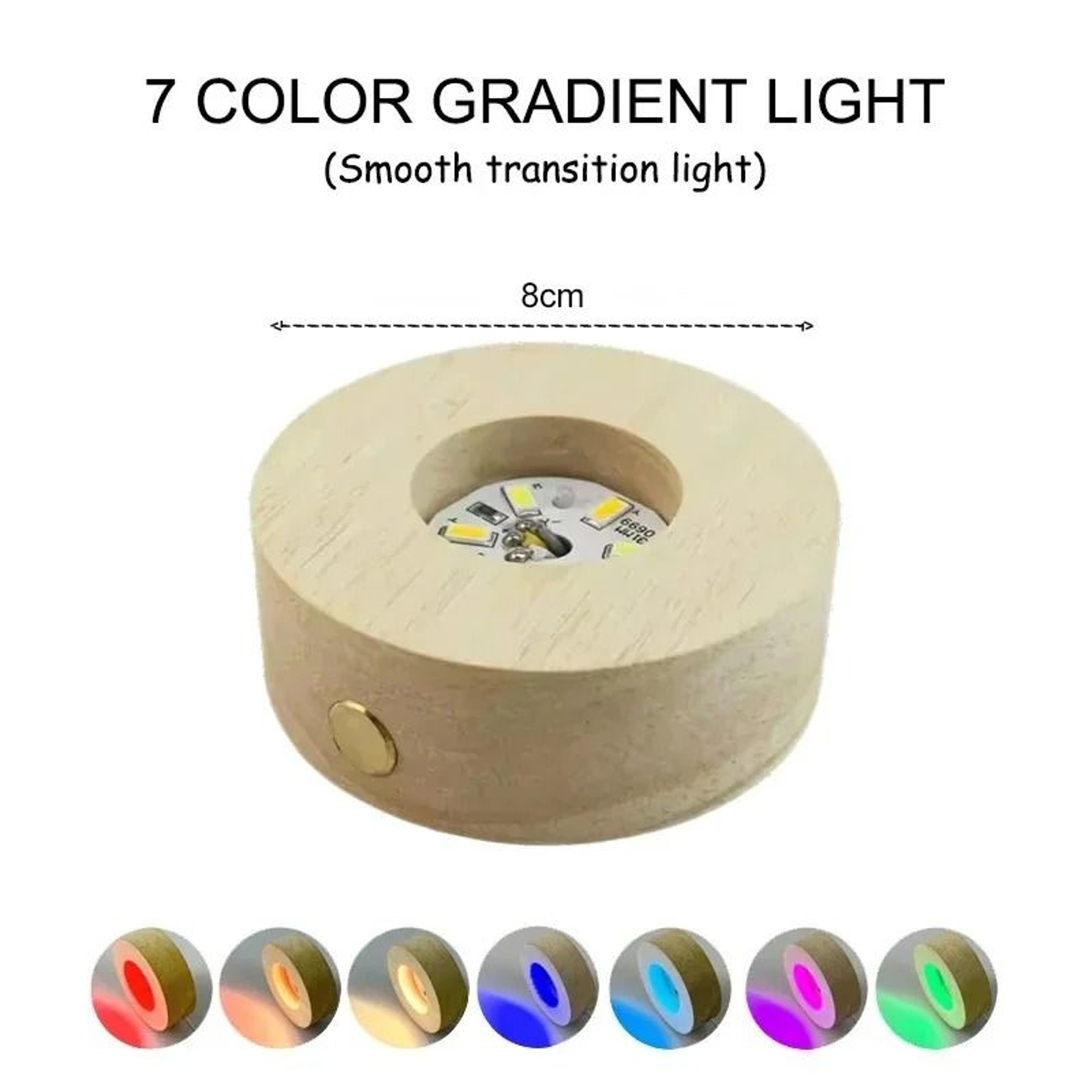 8CM Round Solid Wooden LED Light Base Wireless BatteryPowered Pedestal For Crystal Balls  Glass Art 6