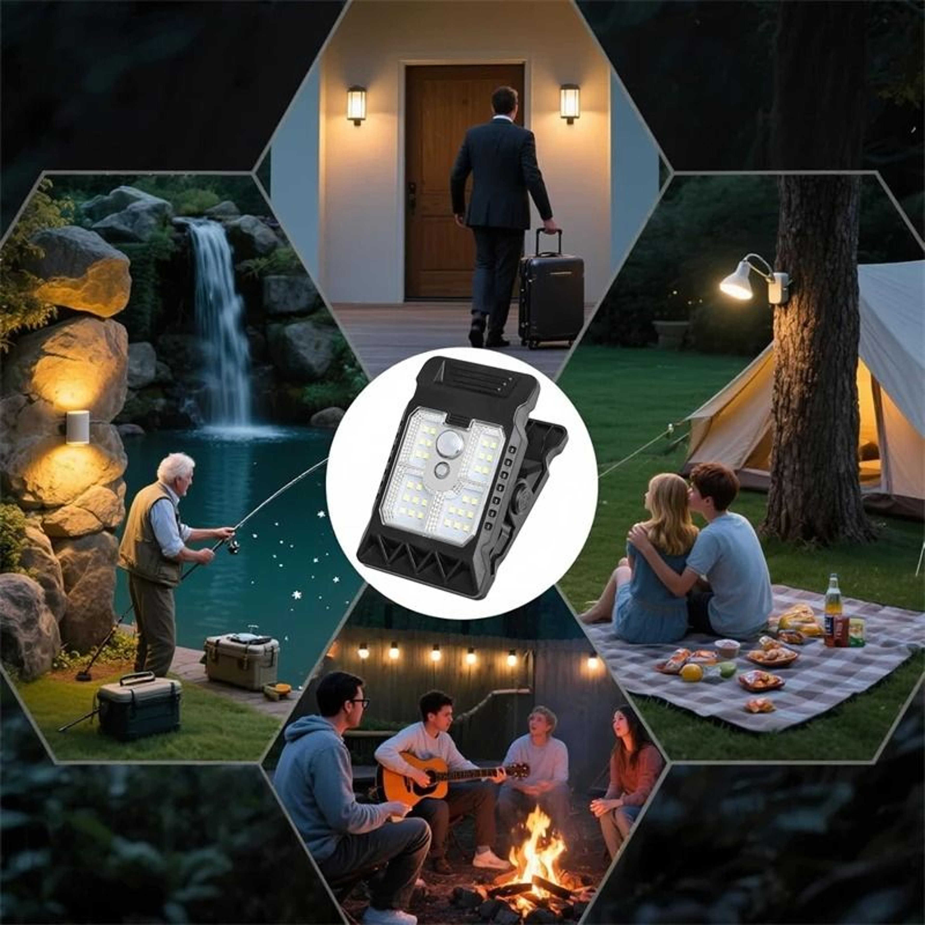 Upgraded Solar Clip Light  Outdoor Wall Lamp 3 Modes Motion Sensor Camping  Garden Light 4