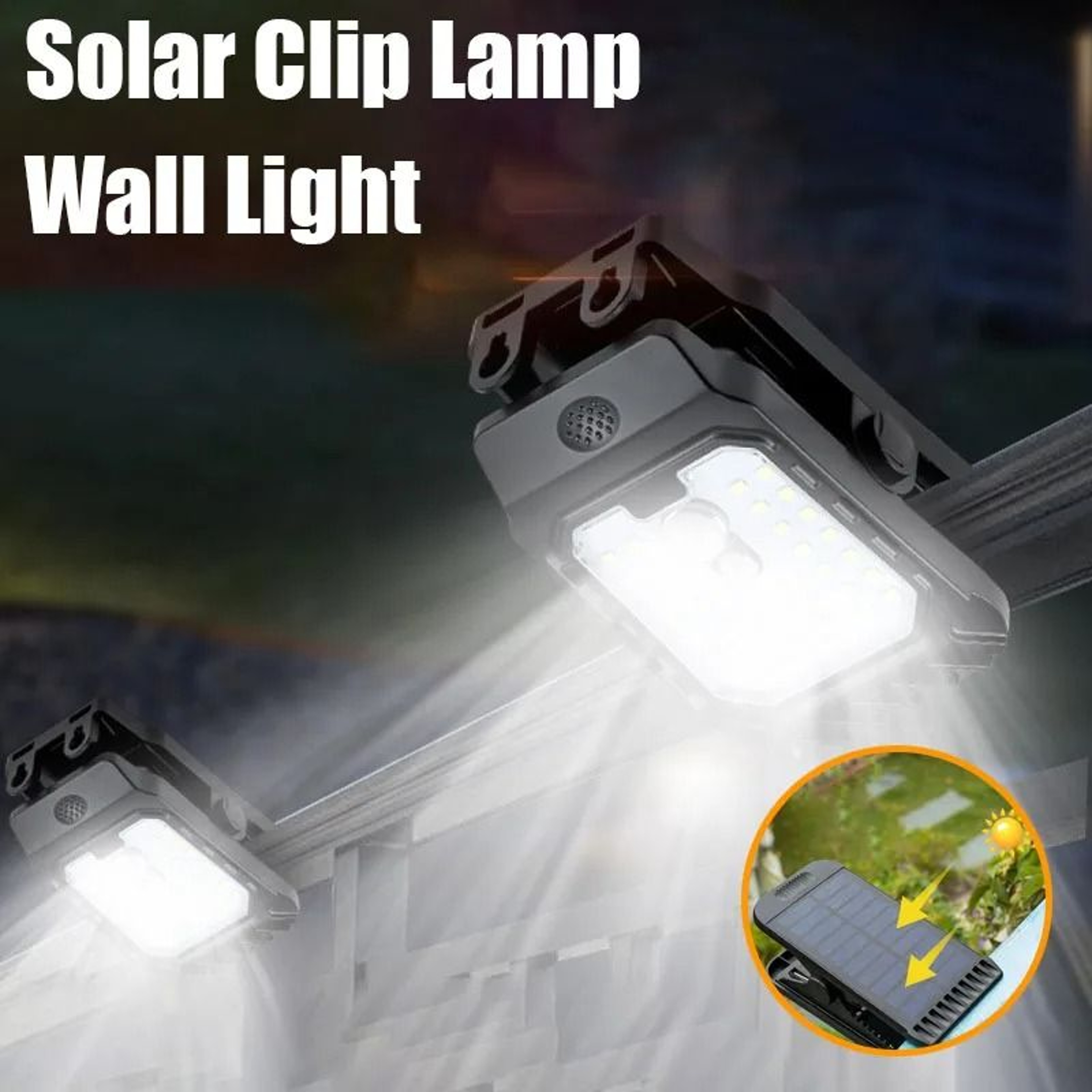 Upgraded Solar Clip Light  Outdoor Wall Lamp 3 Modes Motion Sensor Camping  Garden Light 0