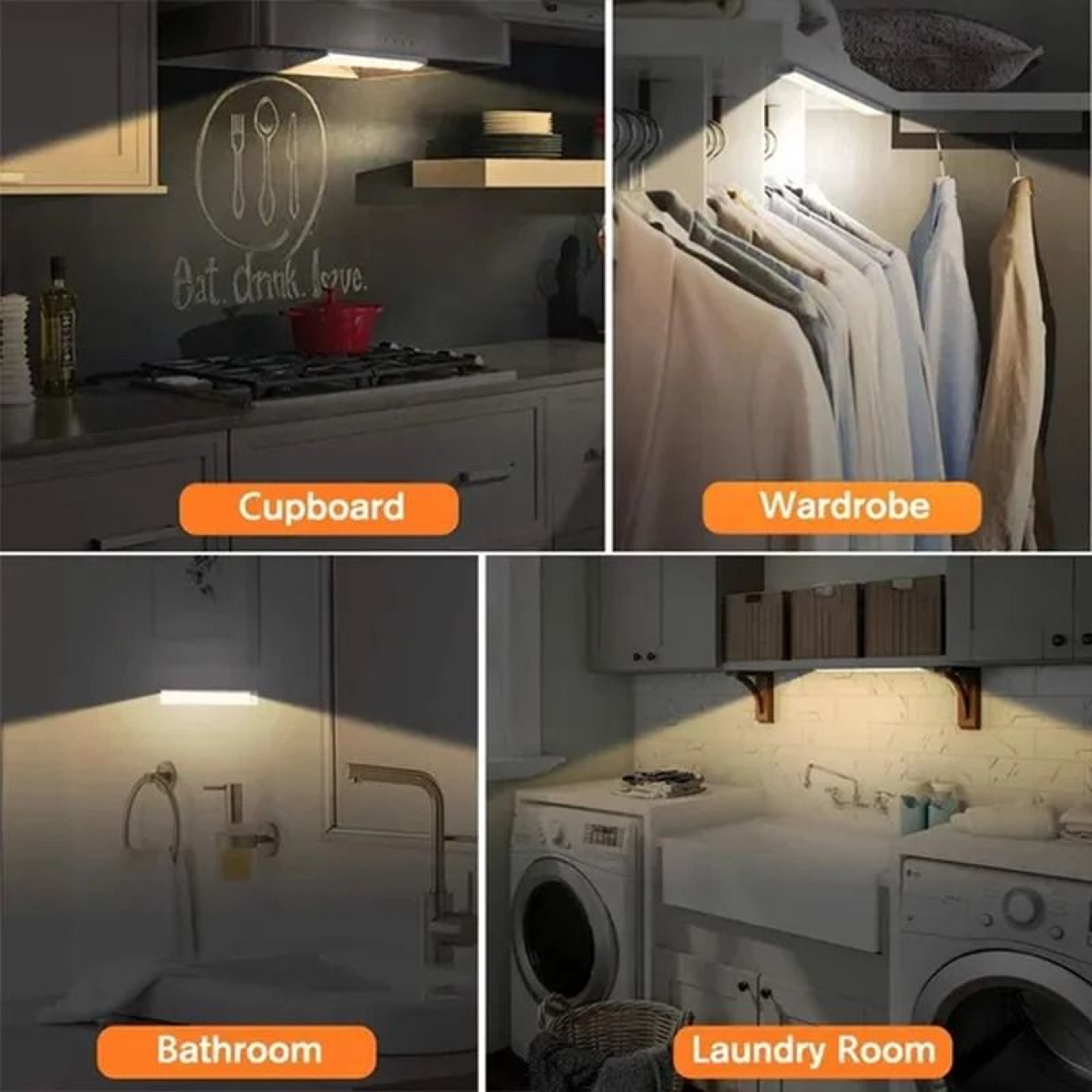PIR Motion Sensor LED Under Cabinet Light Bar Dimmable Rechargeable Closet  Staircase Safety Lamp 5